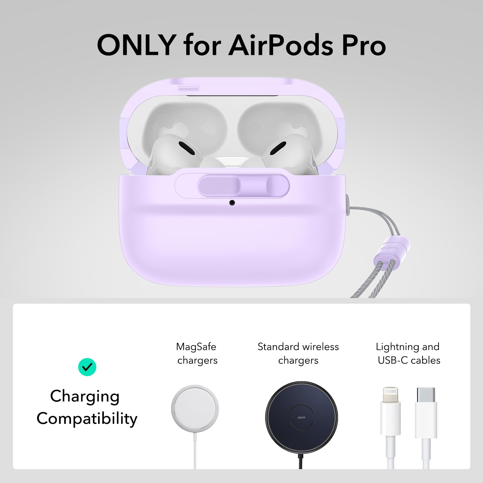 Foto 3 pulgar | Funda para AirPods Pro 1.a y 2.a Generación ESR Lavanda - Venta Internacional