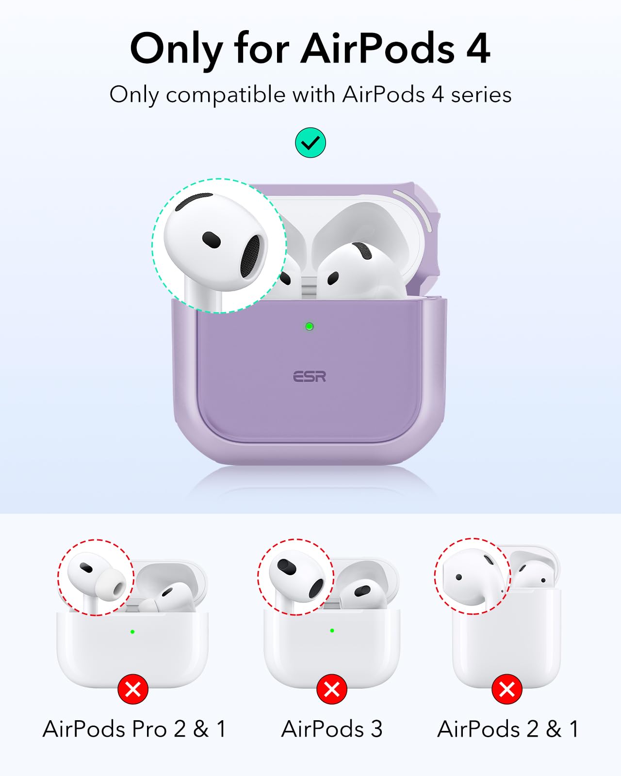 Foto 3 pulgar | Funda para AirPods 4.a Generación ESR Morado - Venta Internacional