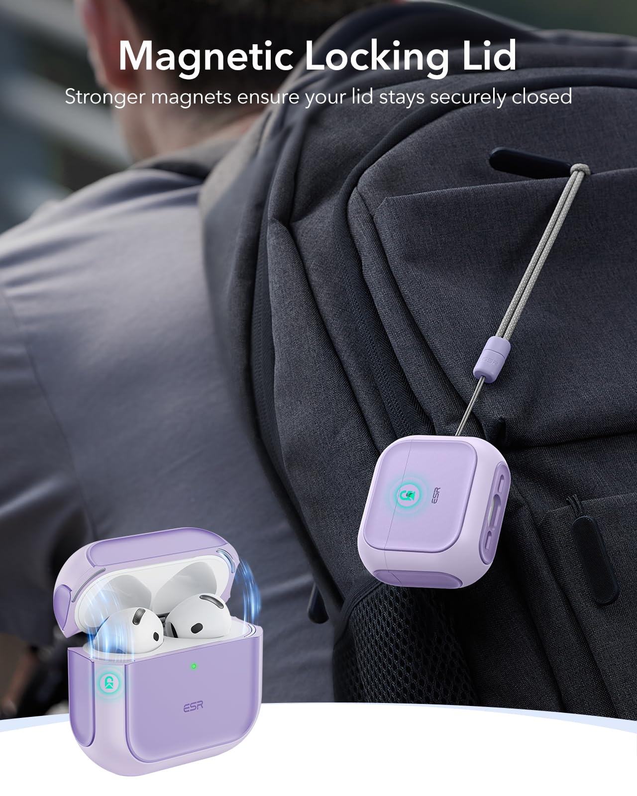 Foto 5 pulgar | Funda para AirPods 4.a Generación ESR Morado - Venta Internacional