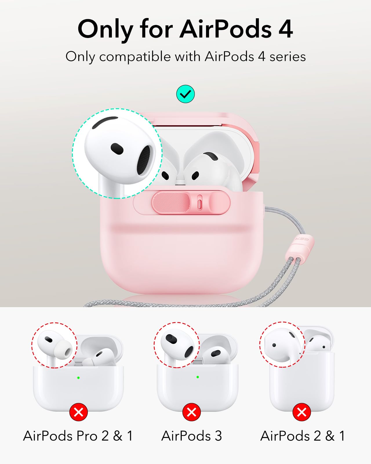Foto 3 pulgar | Funda para AirPods 4.a Generación ESR Rosa - Venta Internacional