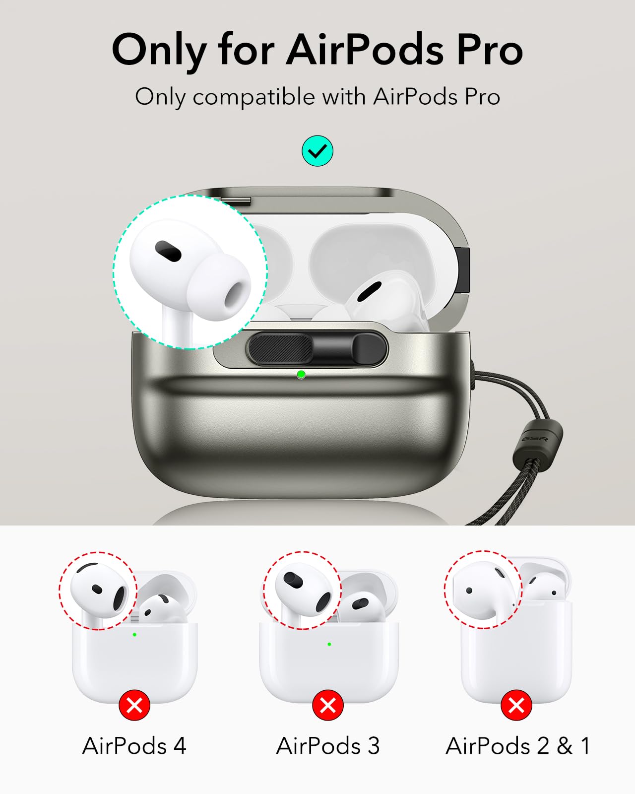 Foto 3 pulgar | Funda para AirPods Pro 1.a y 2.a Generación ESR Plateados - Venta Internacional