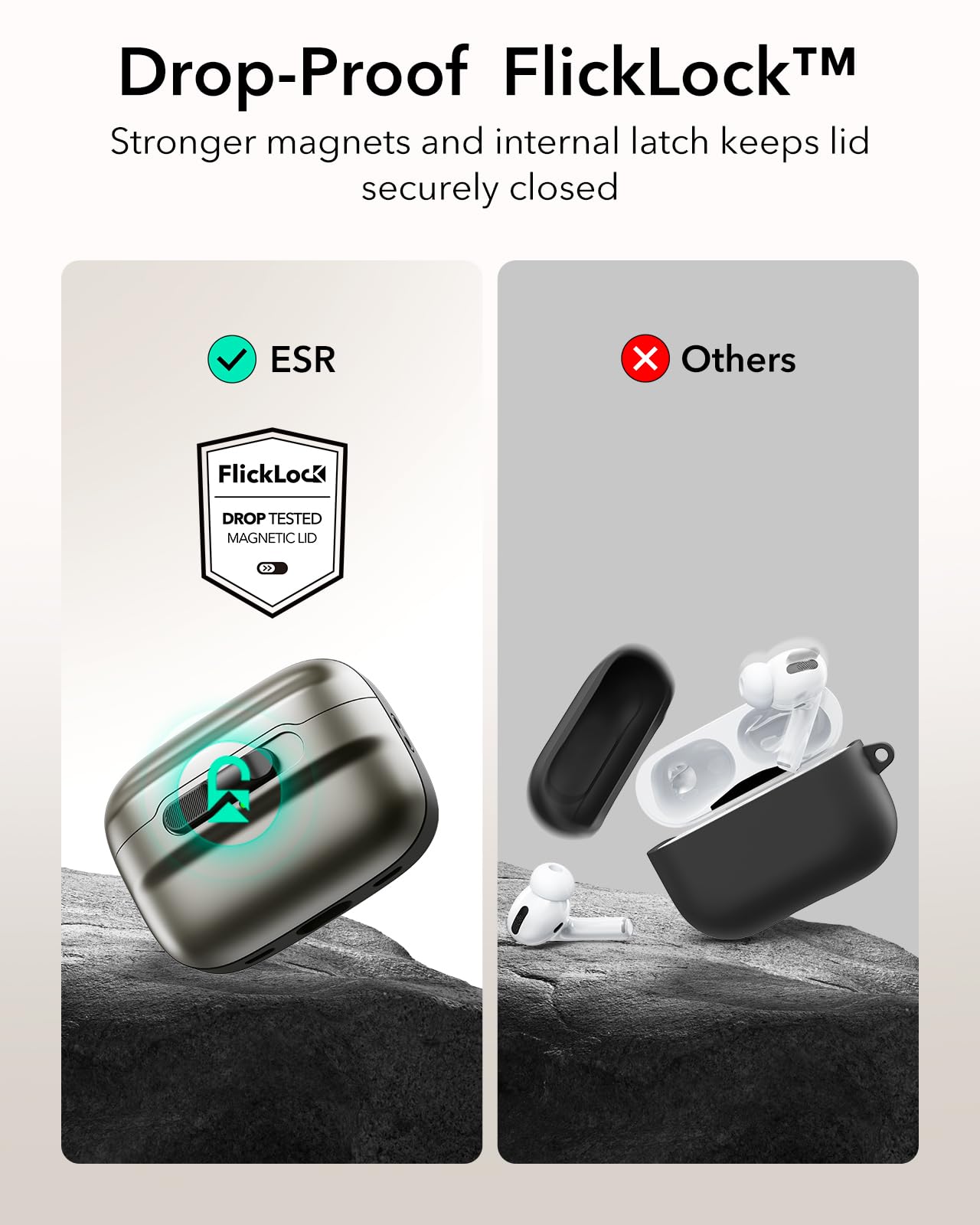 Foto 5 pulgar | Funda para AirPods Pro 1.a y 2.a Generación ESR Plateados - Venta Internacional