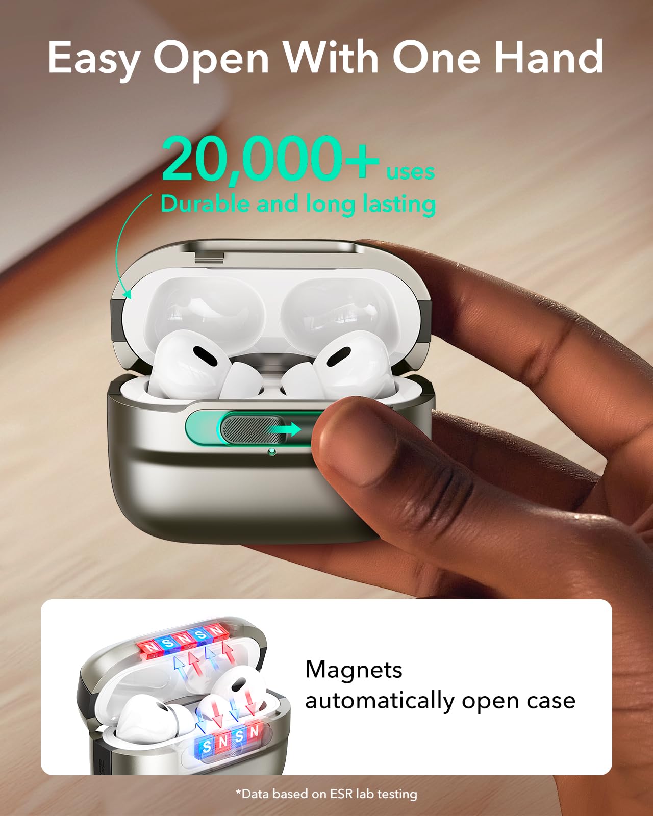 Foto 6 pulgar | Funda para AirPods Pro 1.a y 2.a Generación ESR Plateados - Venta Internacional