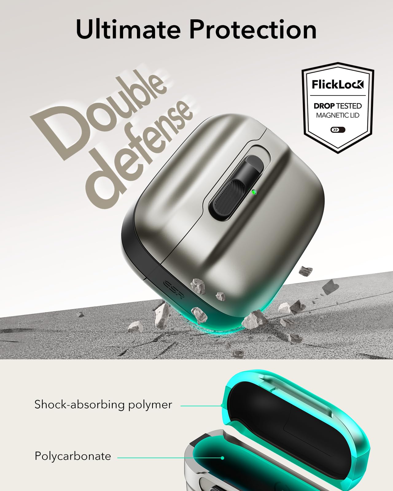 Foto 8 pulgar | Funda para AirPods Pro 1.a y 2.a Generación ESR Plateados - Venta Internacional