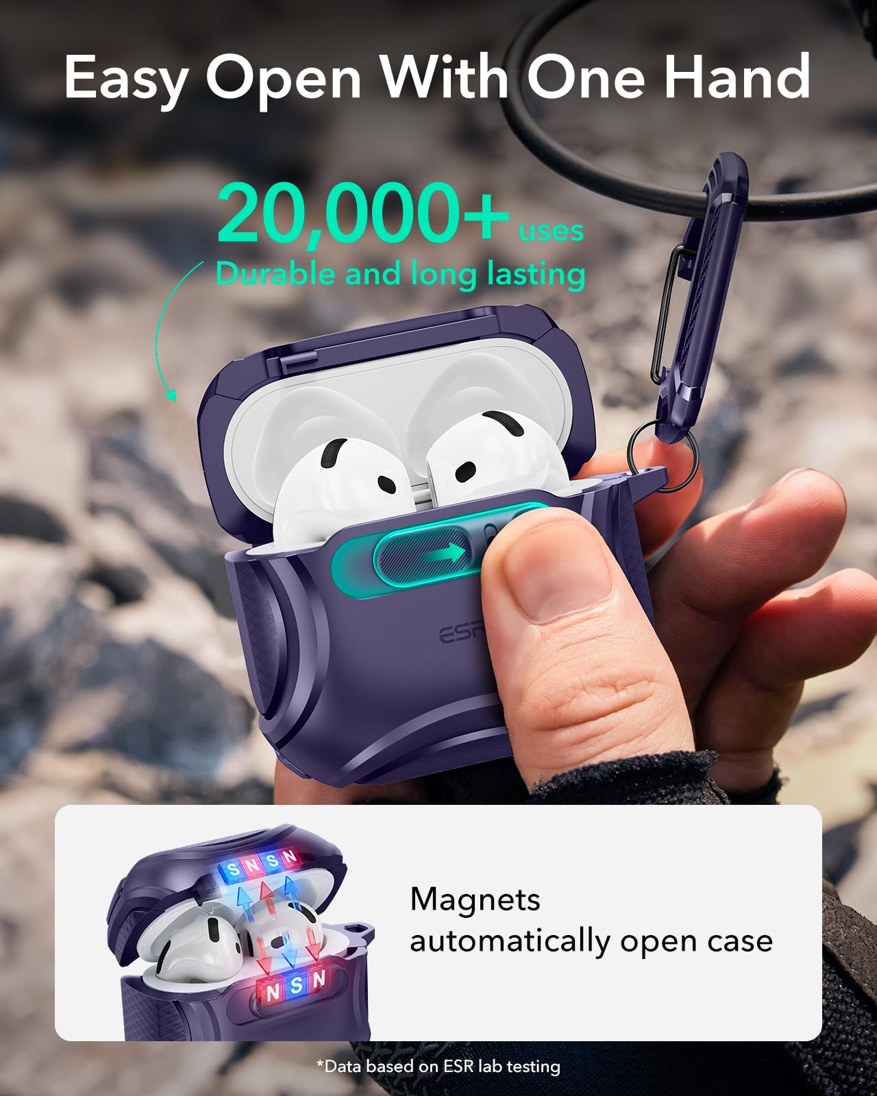 Foto 6 pulgar | Funda para AirPods 4.a Generación ESR Morado - Venta Internacional