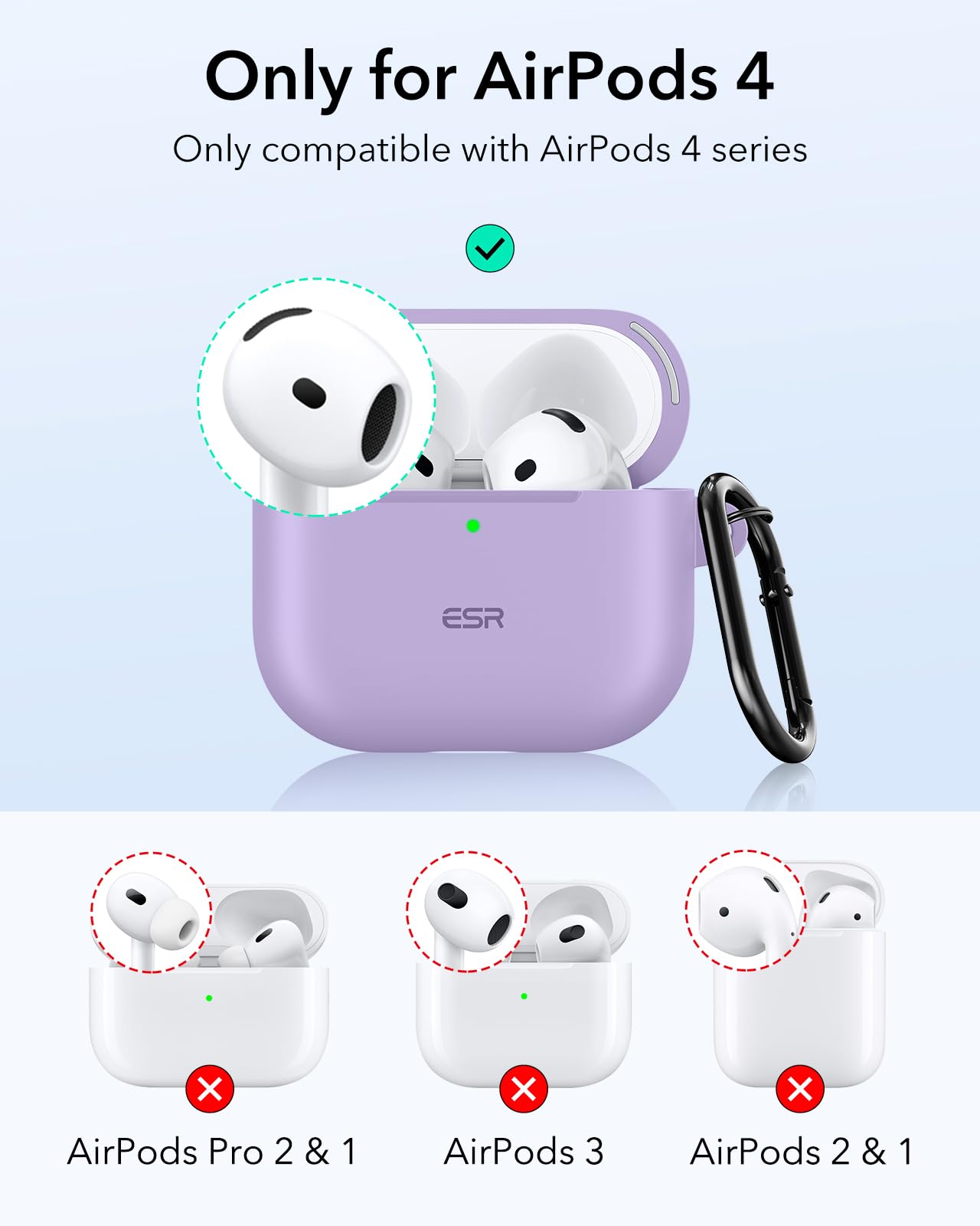 Foto 3 pulgar | Funda para AirPods 4.a Generación ESR Púrpura - Venta Internacional