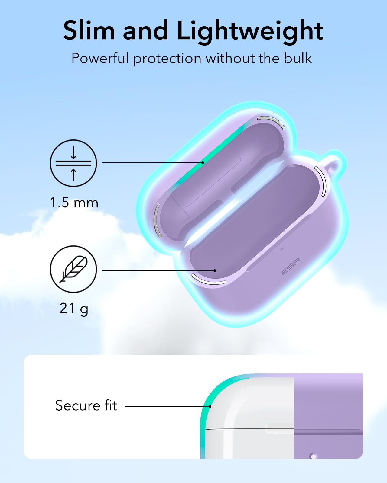 Foto 7 pulgar | Funda para AirPods 4.a Generación ESR Púrpura - Venta Internacional