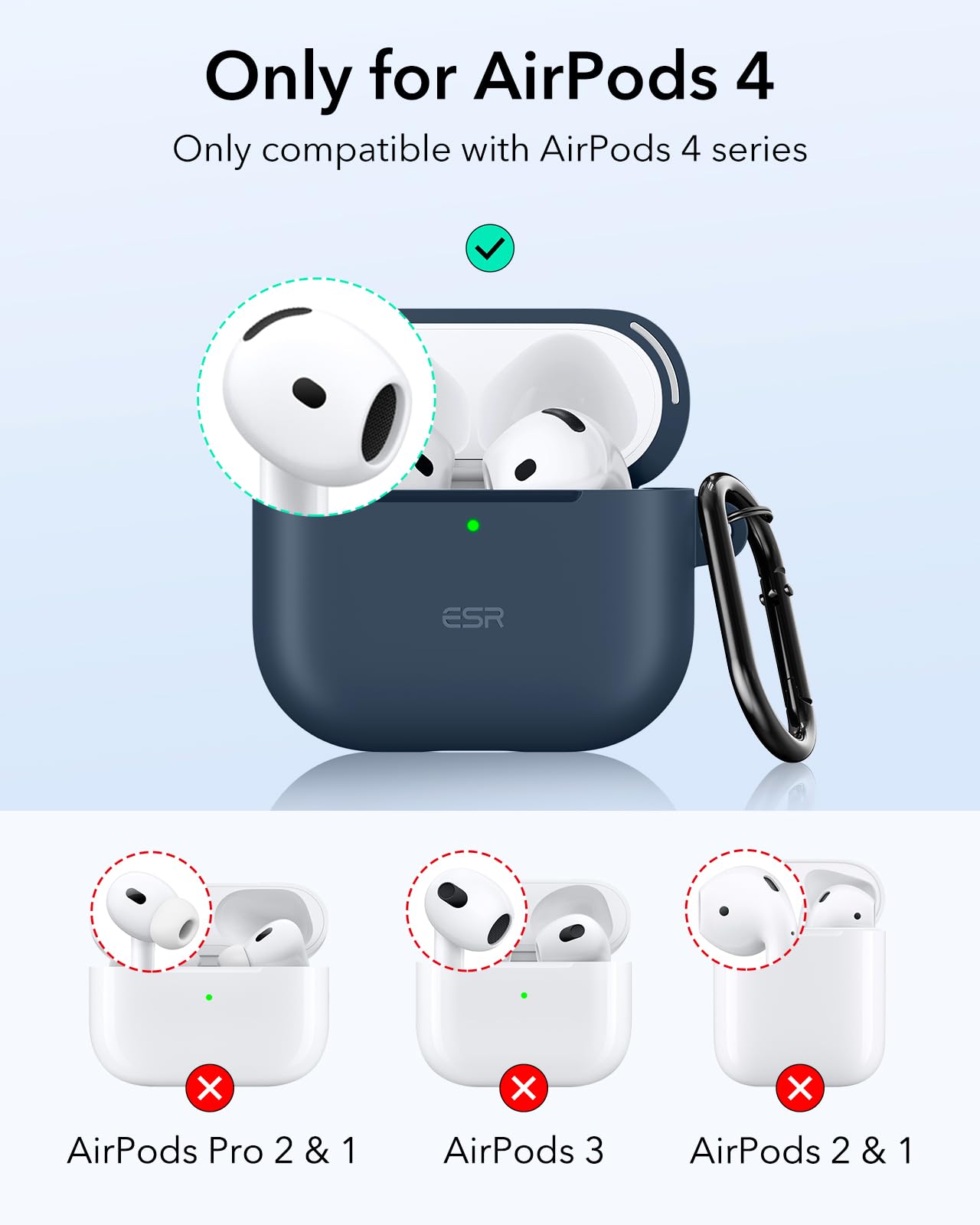 Foto 3 pulgar | Funda para AirPods 4.a Generación ESR Azul - Venta Internacional
