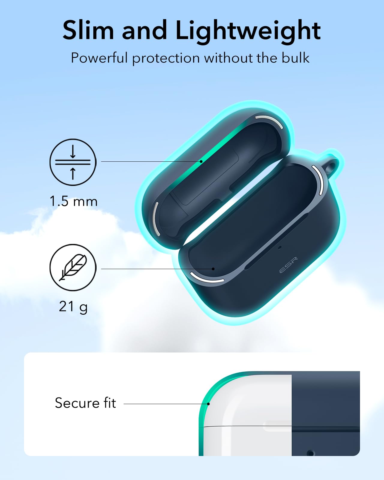 Foto 7 pulgar | Funda para AirPods 4.a Generación ESR Azul - Venta Internacional