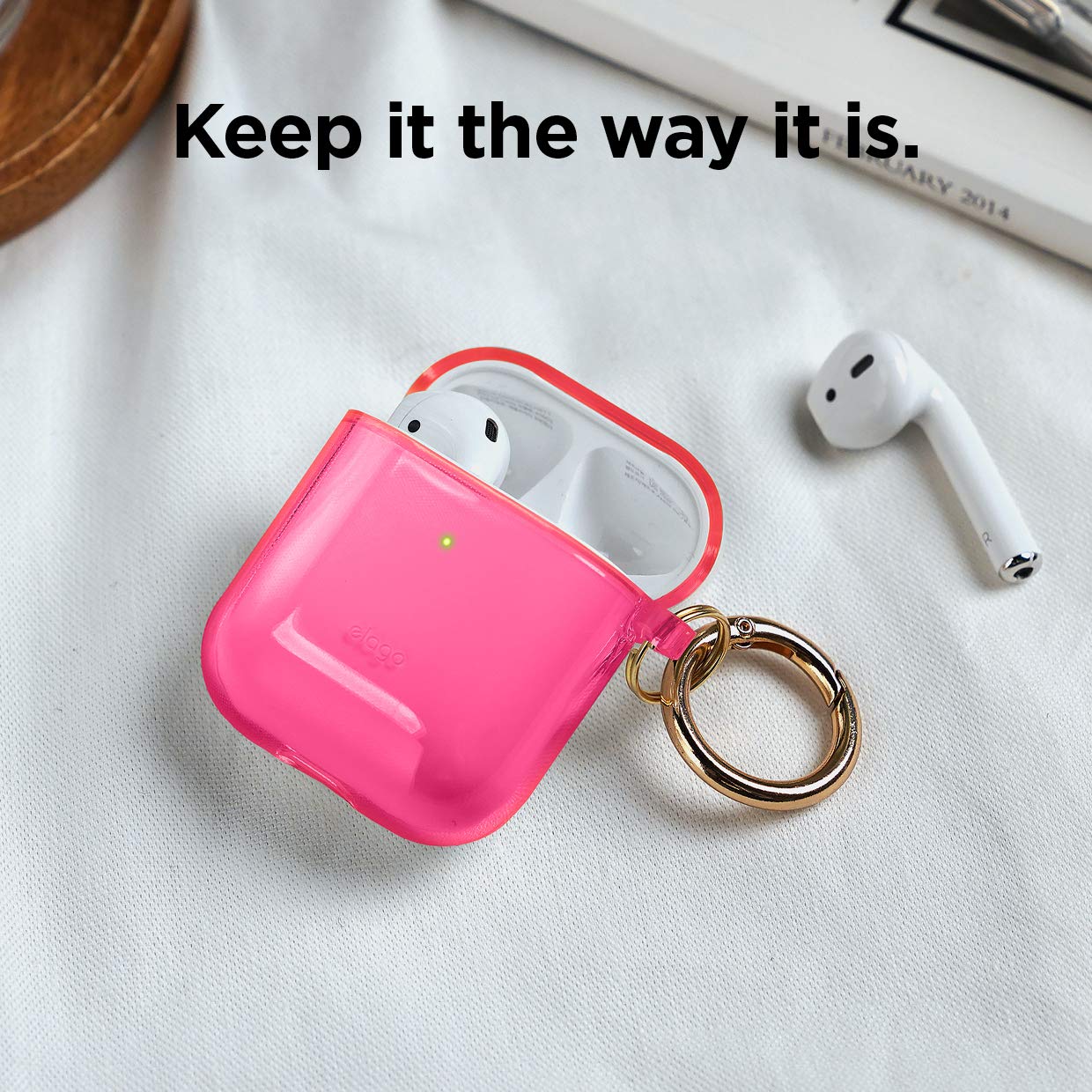 Foto 3 pulgar | Funda Para Airpods Elago Clear Con Llavero Para Airpods 1 Y 2, Color Rosa - Venta Internacional.