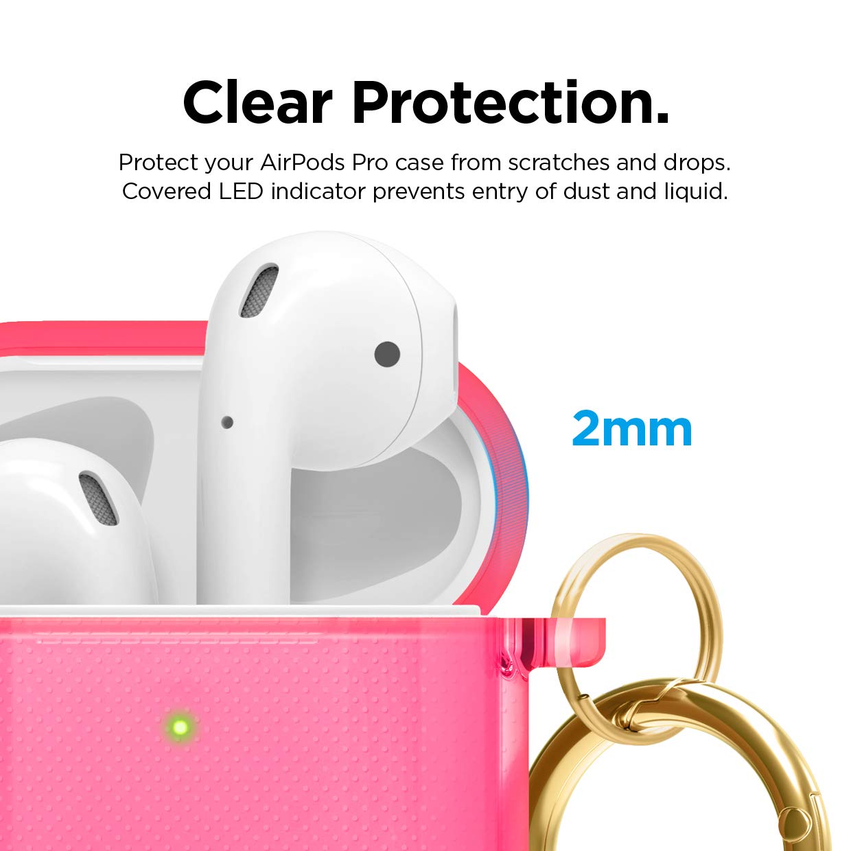 Foto 5 pulgar | Funda Para Airpods Elago Clear Con Llavero Para Airpods 1 Y 2, Color Rosa - Venta Internacional.