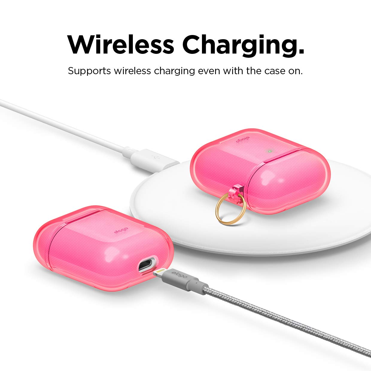 Foto 7 pulgar | Funda Para Airpods Elago Clear Con Llavero Para Airpods 1 Y 2, Color Rosa - Venta Internacional.