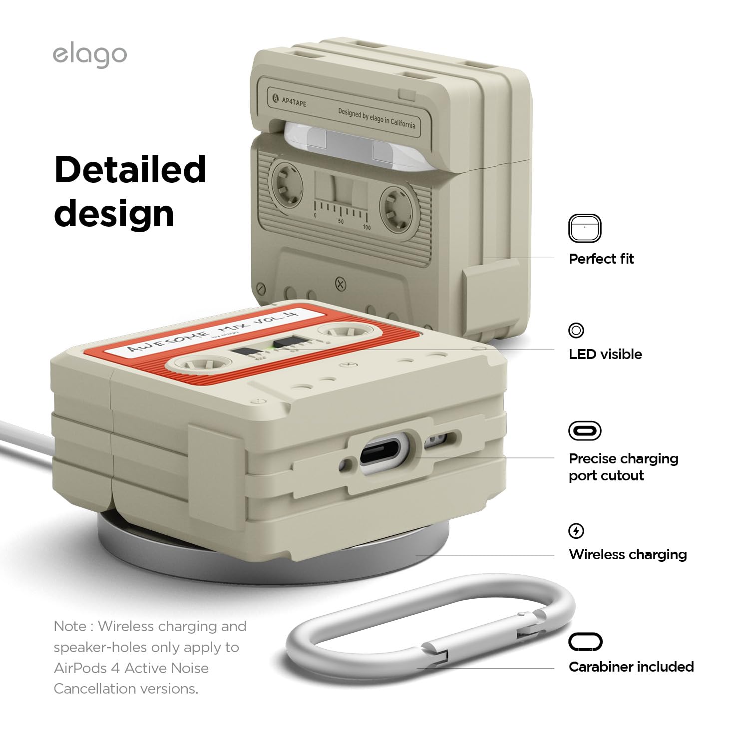 Foto 7 pulgar | Funda Con Cinta Adhesiva Elago Compatible Con Airpods 4 Con Mosquetón - Venta Internacional.