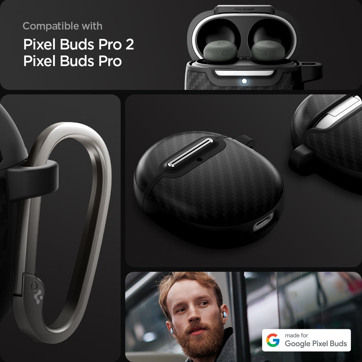 Foto 3 pulgar | Funda Spigen Enzo Aramid Para Google Pixel Buds Pro 2 - Venta Internacional.