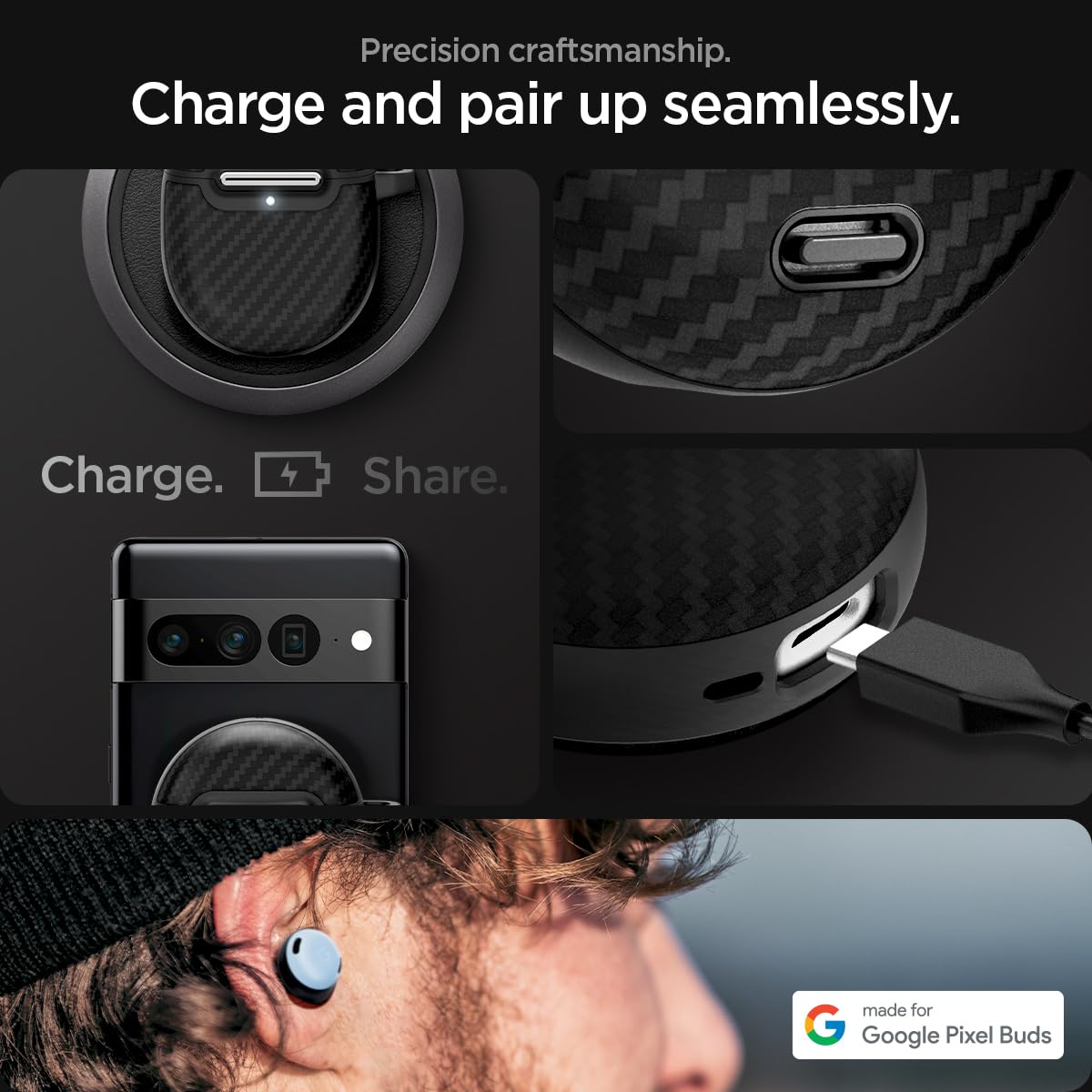 Foto 8 pulgar | Funda Spigen Enzo Aramid Para Google Pixel Buds Pro 2 - Venta Internacional.