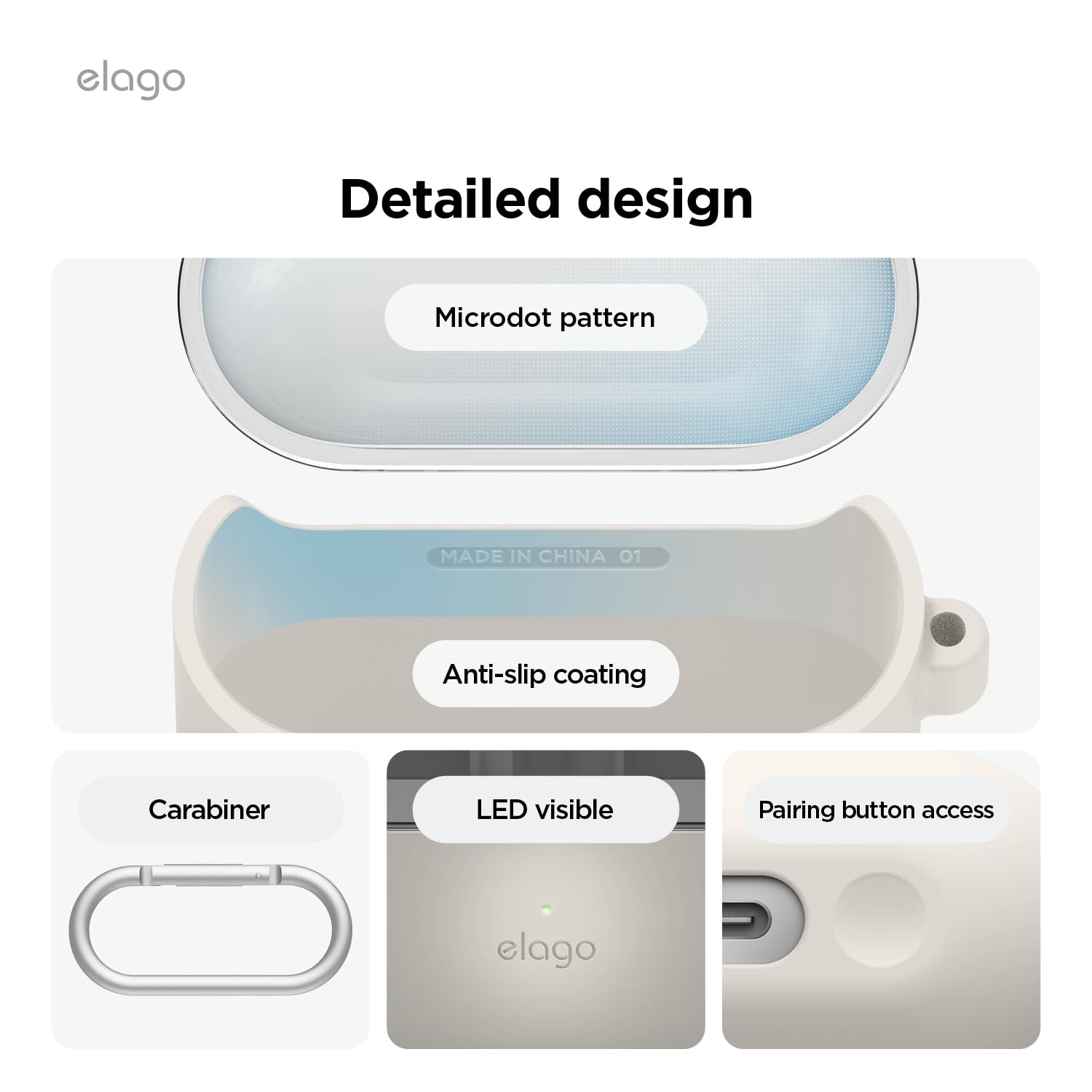Foto 6 pulgar | Funda Elago Compatible Con Samsung Galaxy Buds 3 Y Pro (stone) - Venta Internacional.