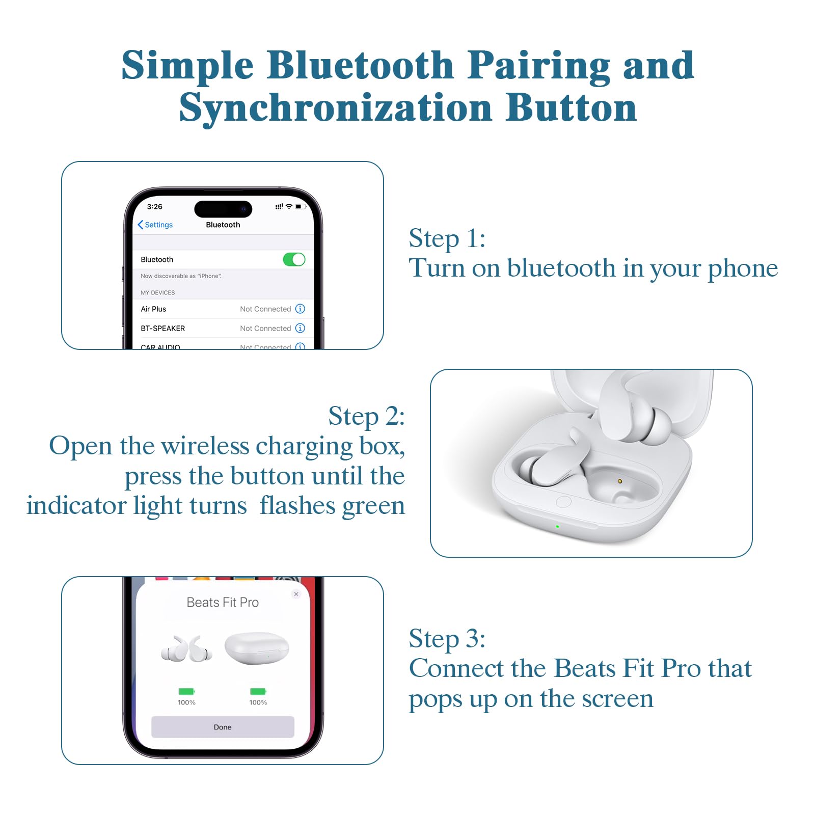 Foto 5 pulgar | Funda De Carga Inalámbrica Compatible Con Jinstyles Beats Fit Pro - Venta Internacional.
