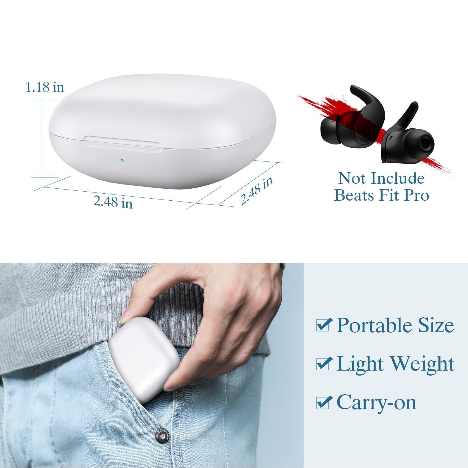 Foto 7 pulgar | Funda De Carga Inalámbrica Compatible Con Jinstyles Beats Fit Pro - Venta Internacional.