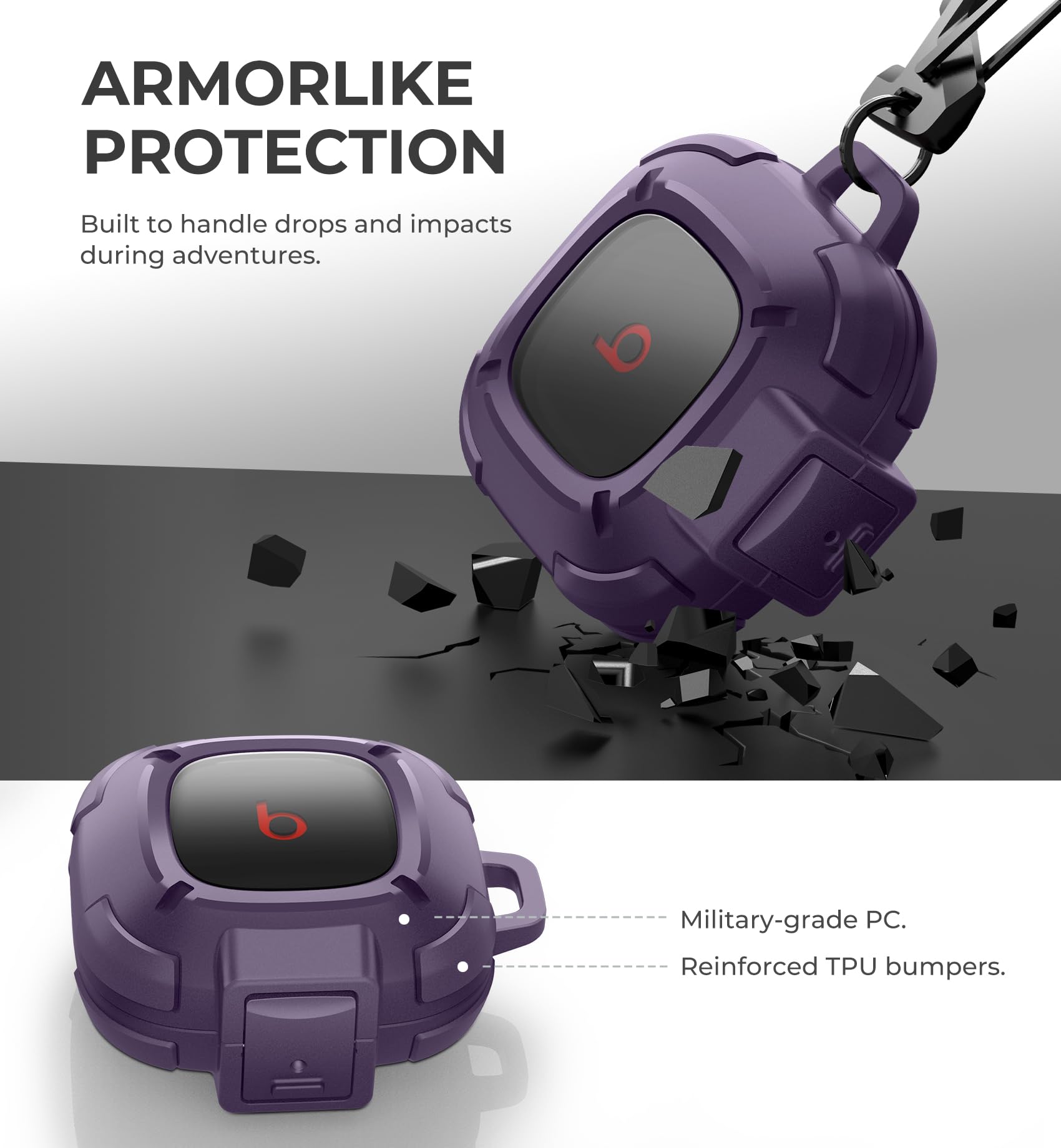 Foto 5 pulgar | Funda Protectora Resistente Dexnor Para Beats Fit Pro (2021)  Color Morado - Venta Internacional.