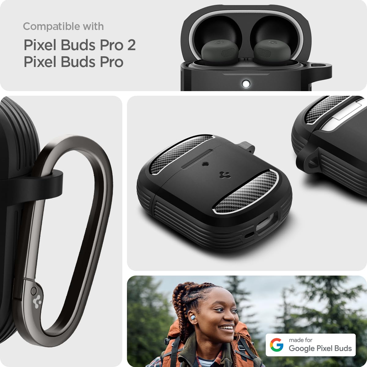 Foto 3 pulgar | Funda Spigen Rugged Armor Para Google Pixel Buds Pro - Venta Internacional.