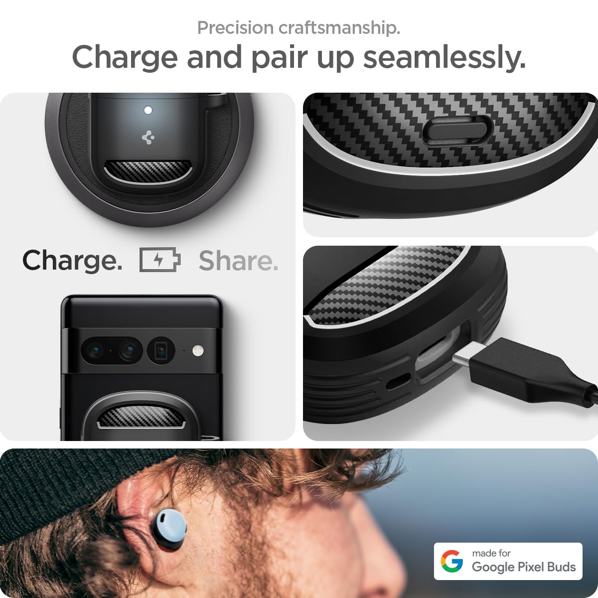 Foto 8 pulgar | Funda Spigen Rugged Armor Para Google Pixel Buds Pro - Venta Internacional.
