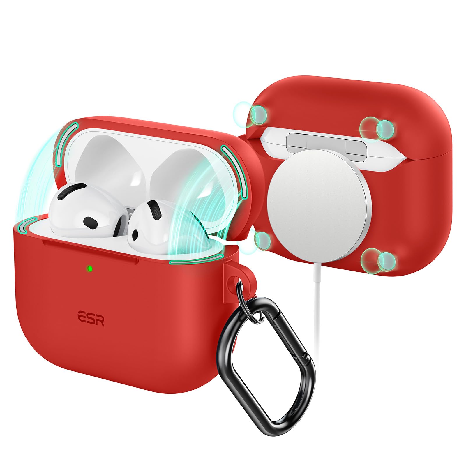 Funda Para Airpods 4 Esr Con Protección Total Contra Caídas Y Mosquetón Rojo - Venta Internacional.