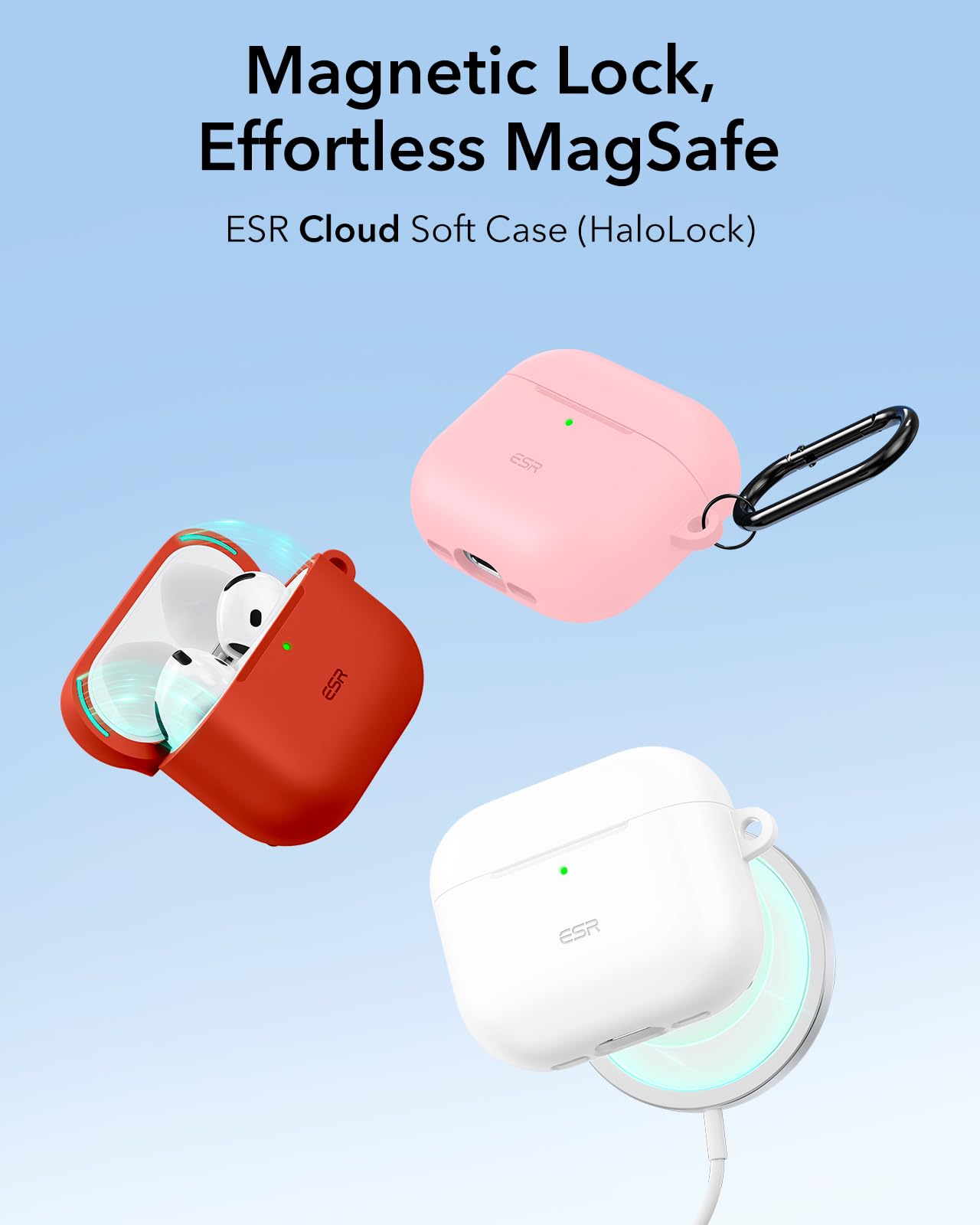 Foto 3 | Funda Para Airpods 4 Esr Con Protección Total Contra Caídas Y Mosquetón Rojo - Venta Internacional.