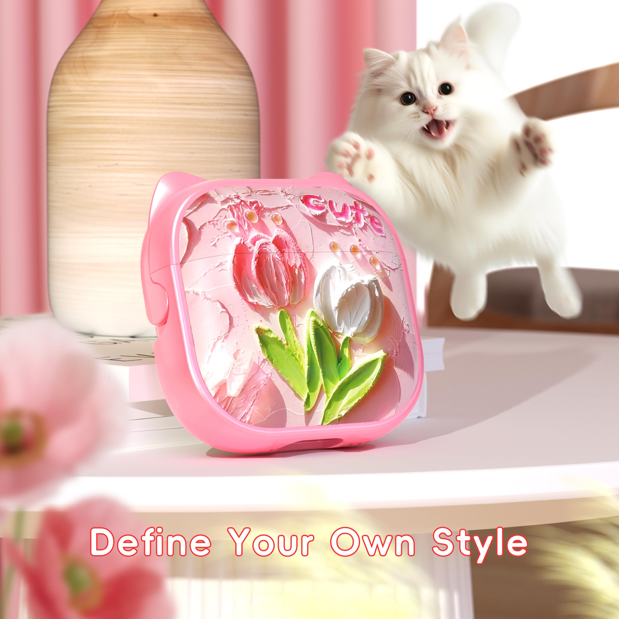 Foto 3 pulgar | Funda Para Airpods 4 Mhyaludo Con Bonito Estampado De Orejas De Gato Con Kit De Limpieza - Venta Internacional.