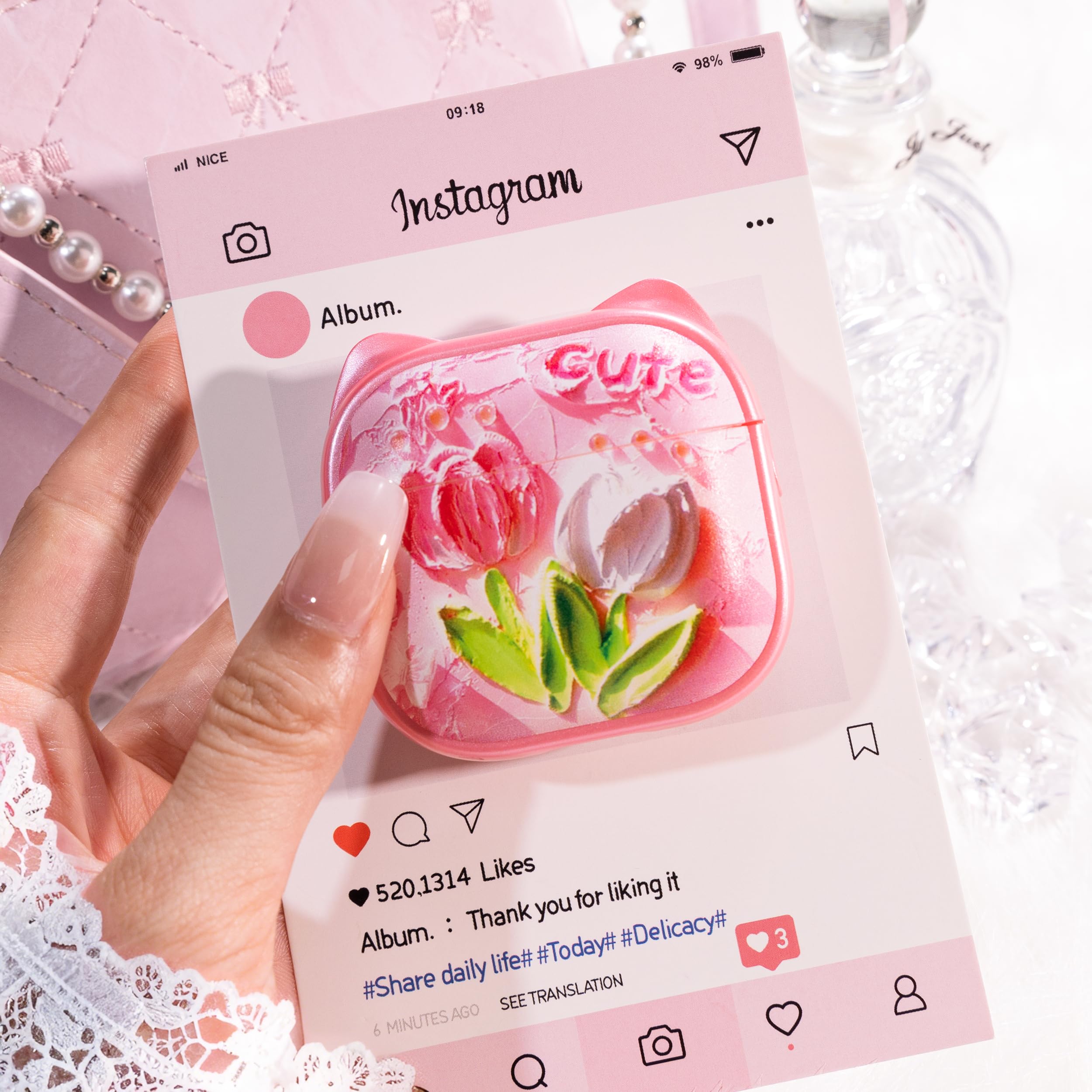 Foto 5 pulgar | Funda Para Airpods 4 Mhyaludo Con Bonito Estampado De Orejas De Gato Con Kit De Limpieza - Venta Internacional.