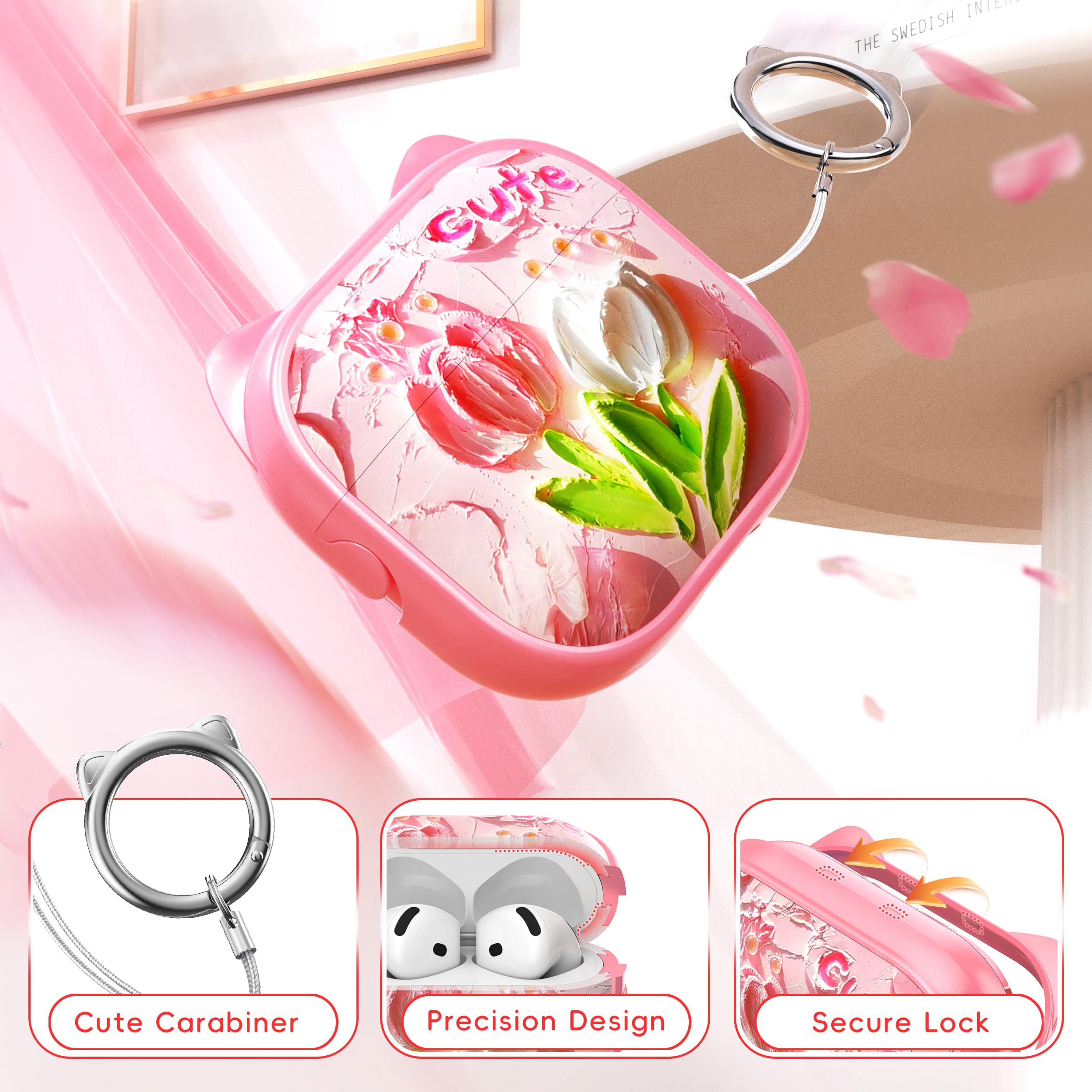 Foto 6 pulgar | Funda Para Airpods 4 Mhyaludo Con Bonito Estampado De Orejas De Gato Con Kit De Limpieza - Venta Internacional.