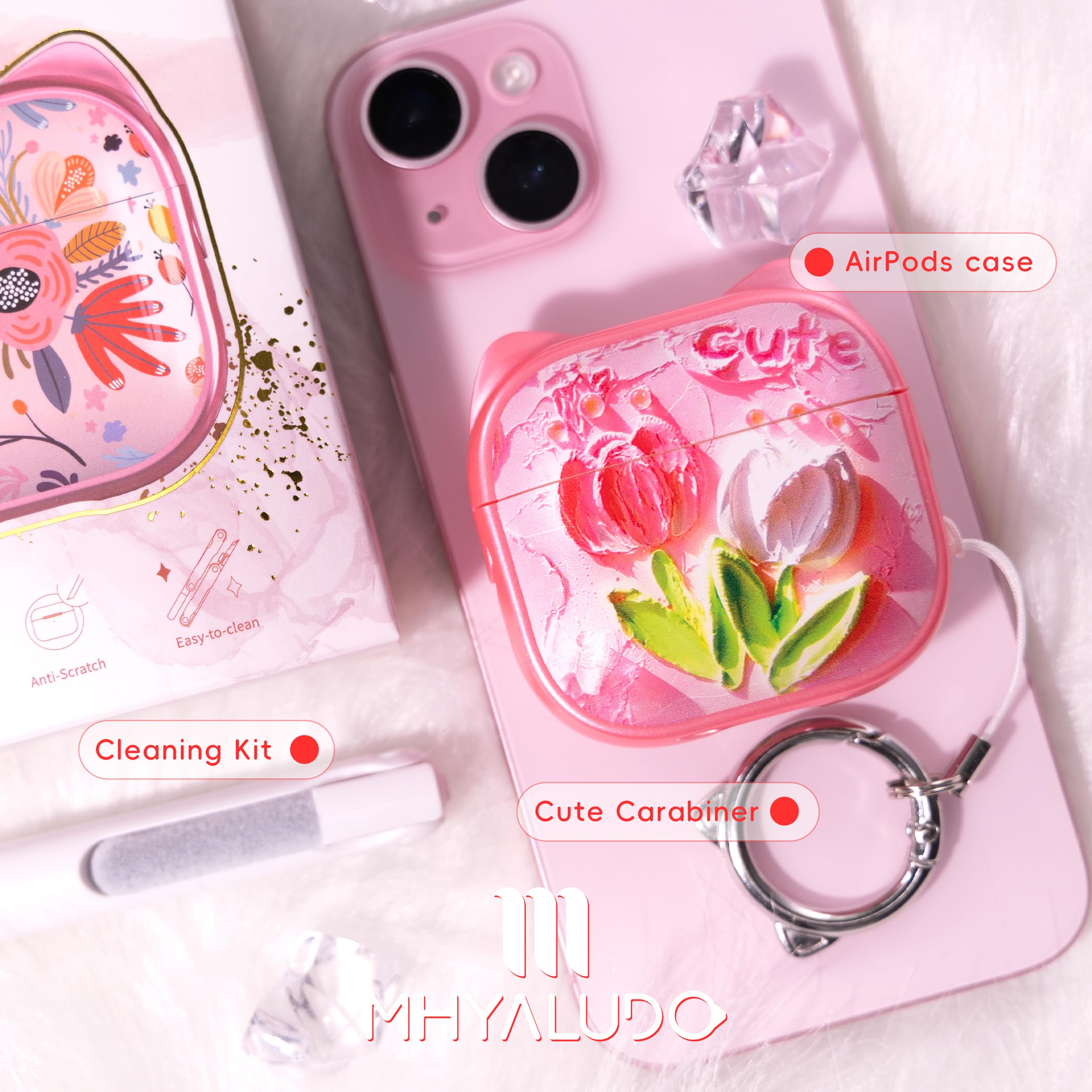 Foto 8 pulgar | Funda Para Airpods 4 Mhyaludo Con Bonito Estampado De Orejas De Gato Con Kit De Limpieza - Venta Internacional.