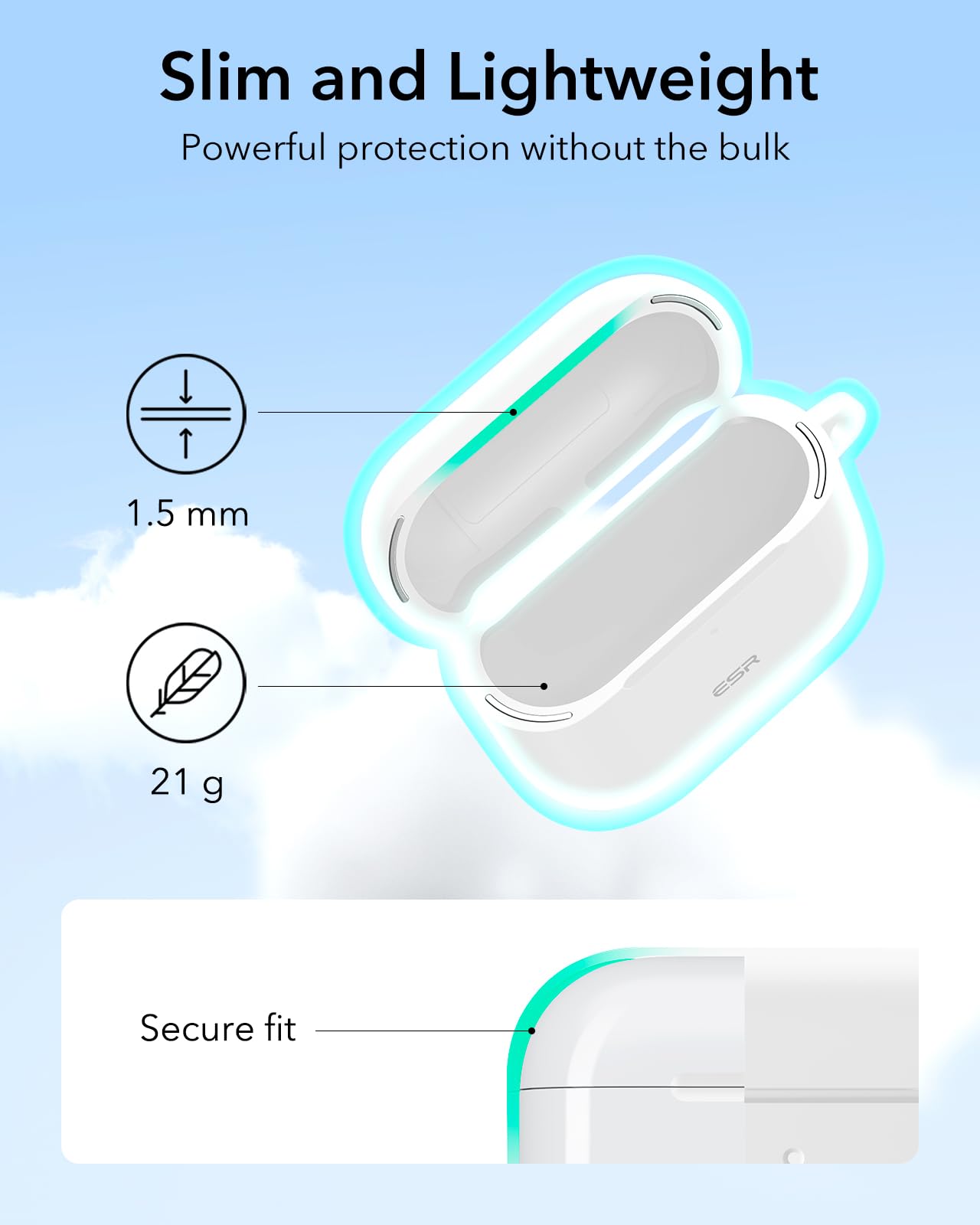 Foto 6 | Funda Para Airpods 4 Esr Con Protección Total Contra Caídas Y Mosquetón  Color Blanco - Venta Internacional.