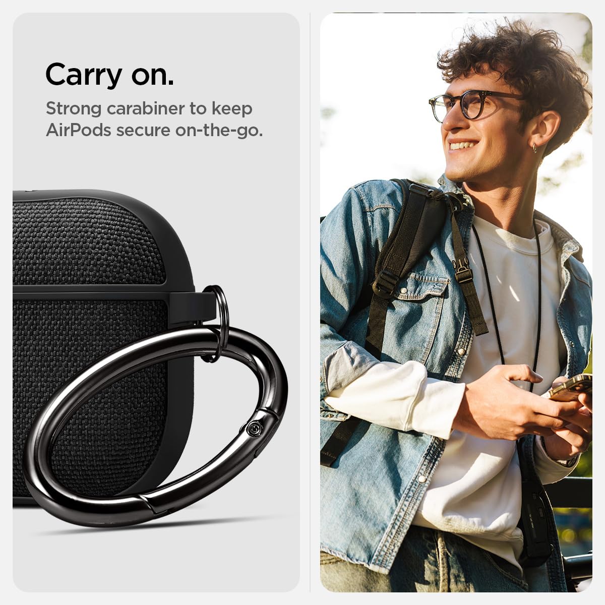 Foto 5 pulgar | Funda Spigen Urban Fit Para Airpods 4 (2024) Con Mosquetón Negra - Venta Internacional.