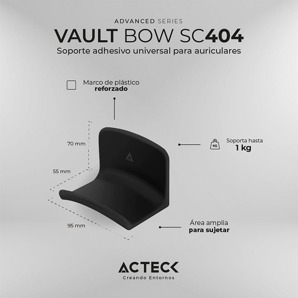 Foto 4 pulgar | Soporte Universal Adhesivo para Audífonos Acteck AC-936583 Negro