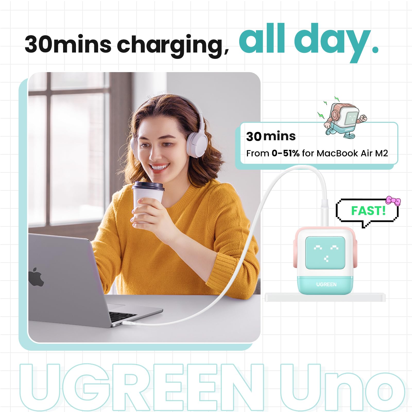 Foto 4 | Cargador Ugreen de 3 Puertos 65 W  - Venta Internacional