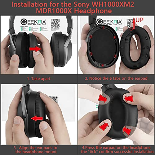 Foto 6 pulgar | Almohadillas Geekria Negras para Sony WH1000XM2 de Piel Proteica - Venta Internacional