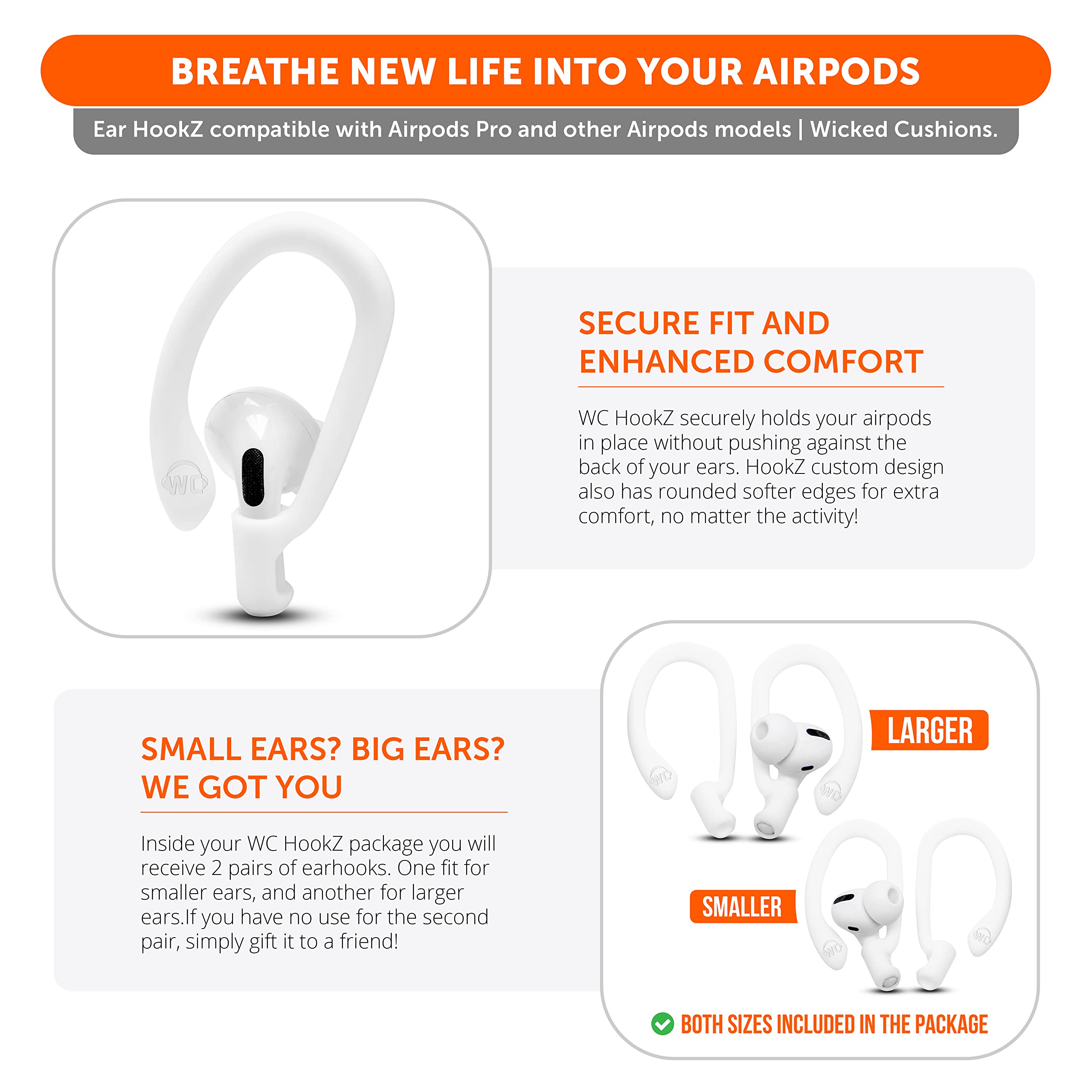 Foto 5 pulgar | Ganchos para Orejas Wicked Cushions WC Hookz para AirPods Pro 1 + 2 + 3 - Venta Internacional