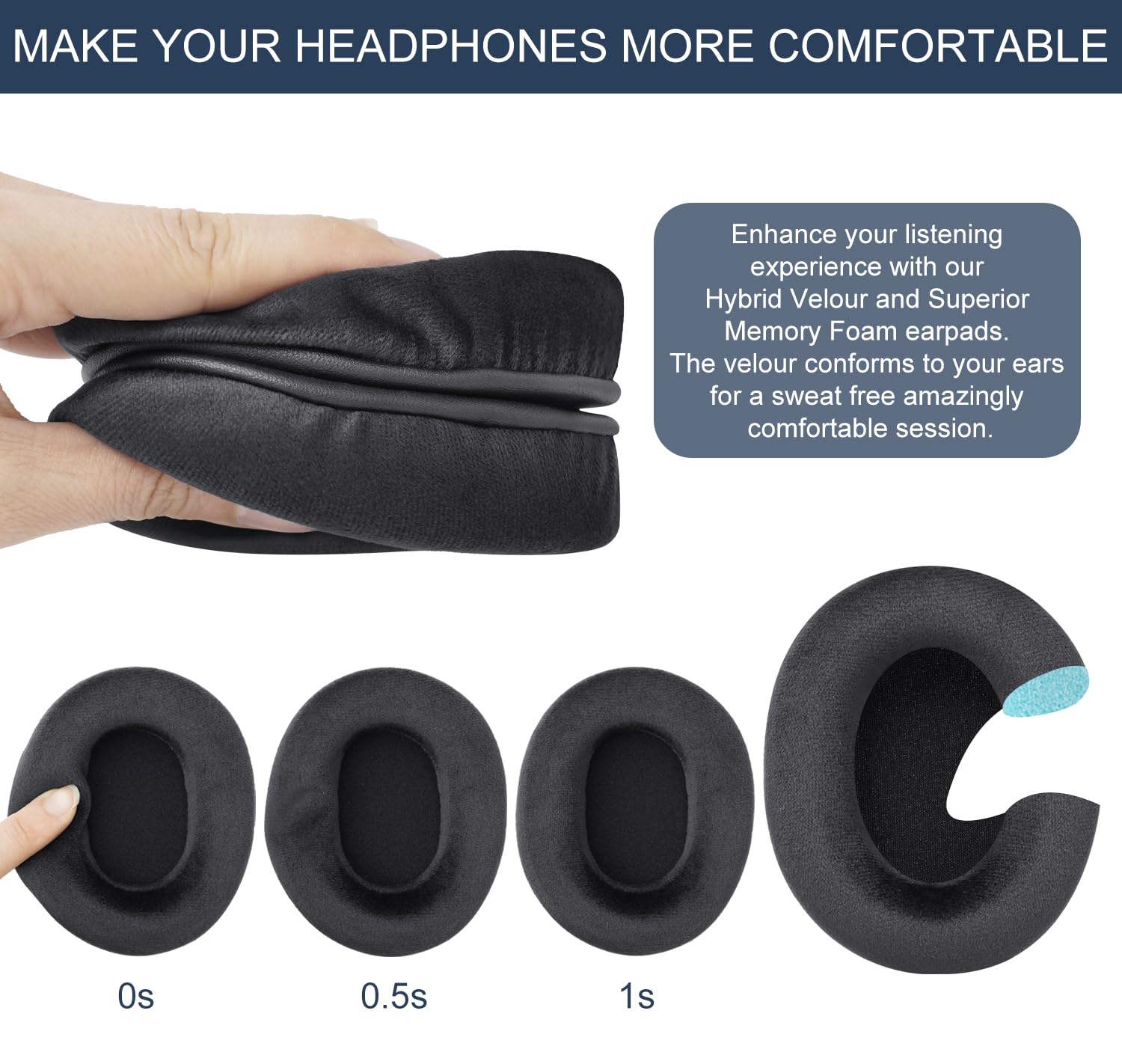 Foto 5 pulgar | Almohadillas De Repuesto Gvoears Para Audio Technica Ath M50x, Color Negro - Venta Internacional.
