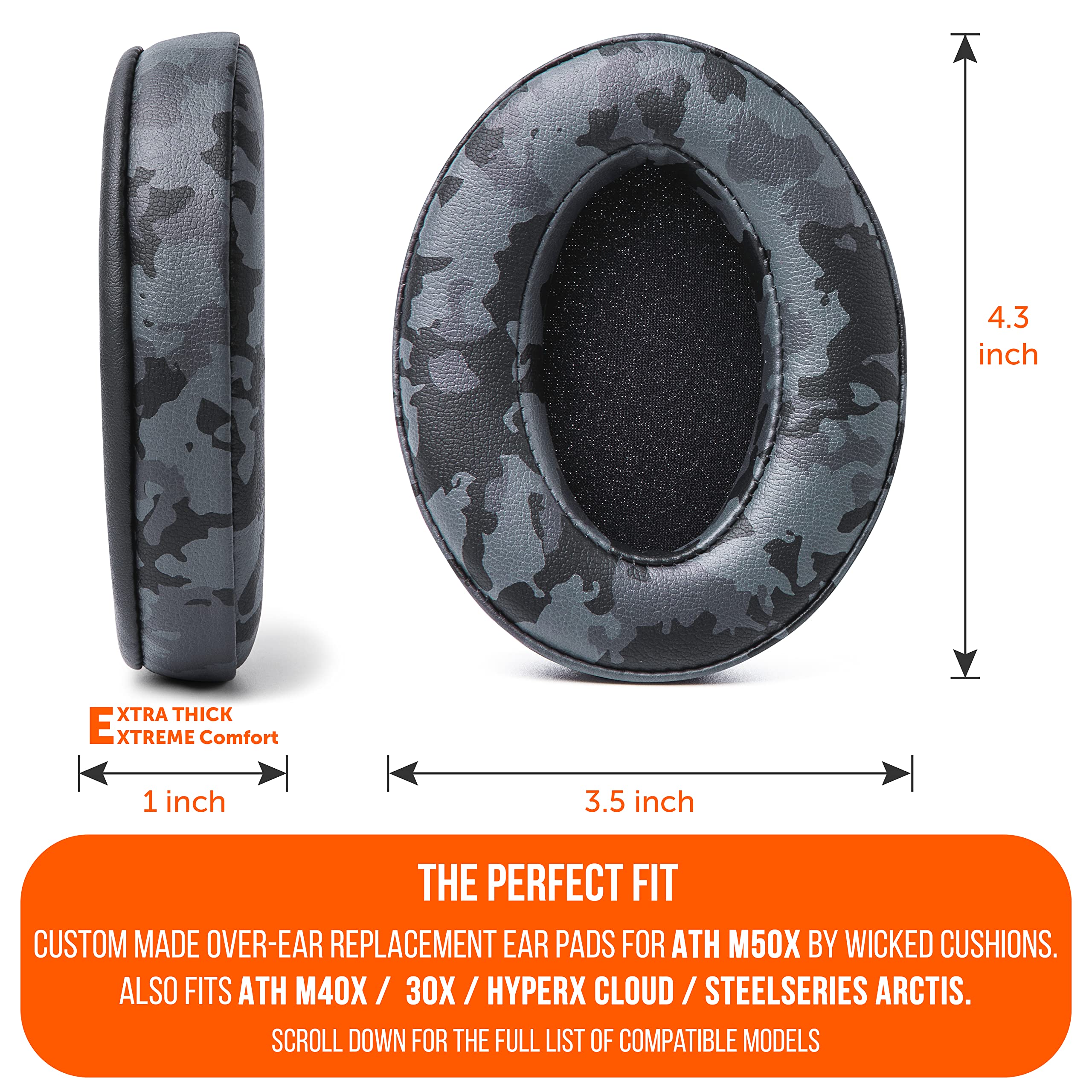 Foto 4 | Almohadillas Wc Wicked Cushions Padz Para Ath M50x/m40x Black Camo - Venta Internacional.