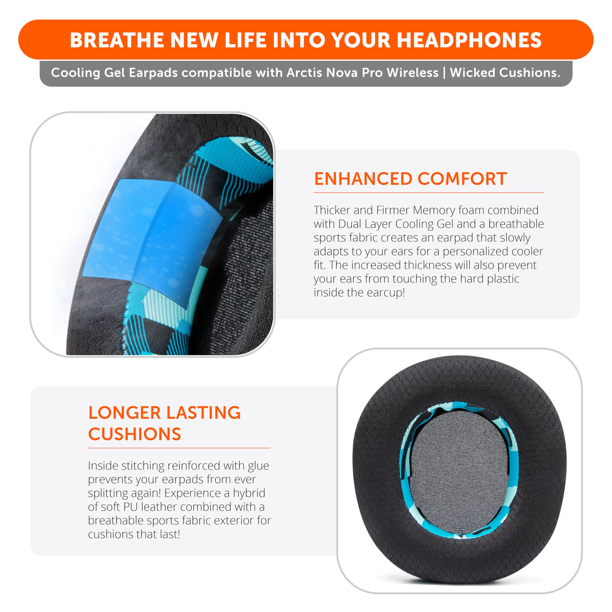 Foto 5 pulgar | Almohadillas Wc Freeze Nova Pro Wireless Arctis Nova Pro Cyan - Venta Internacional.