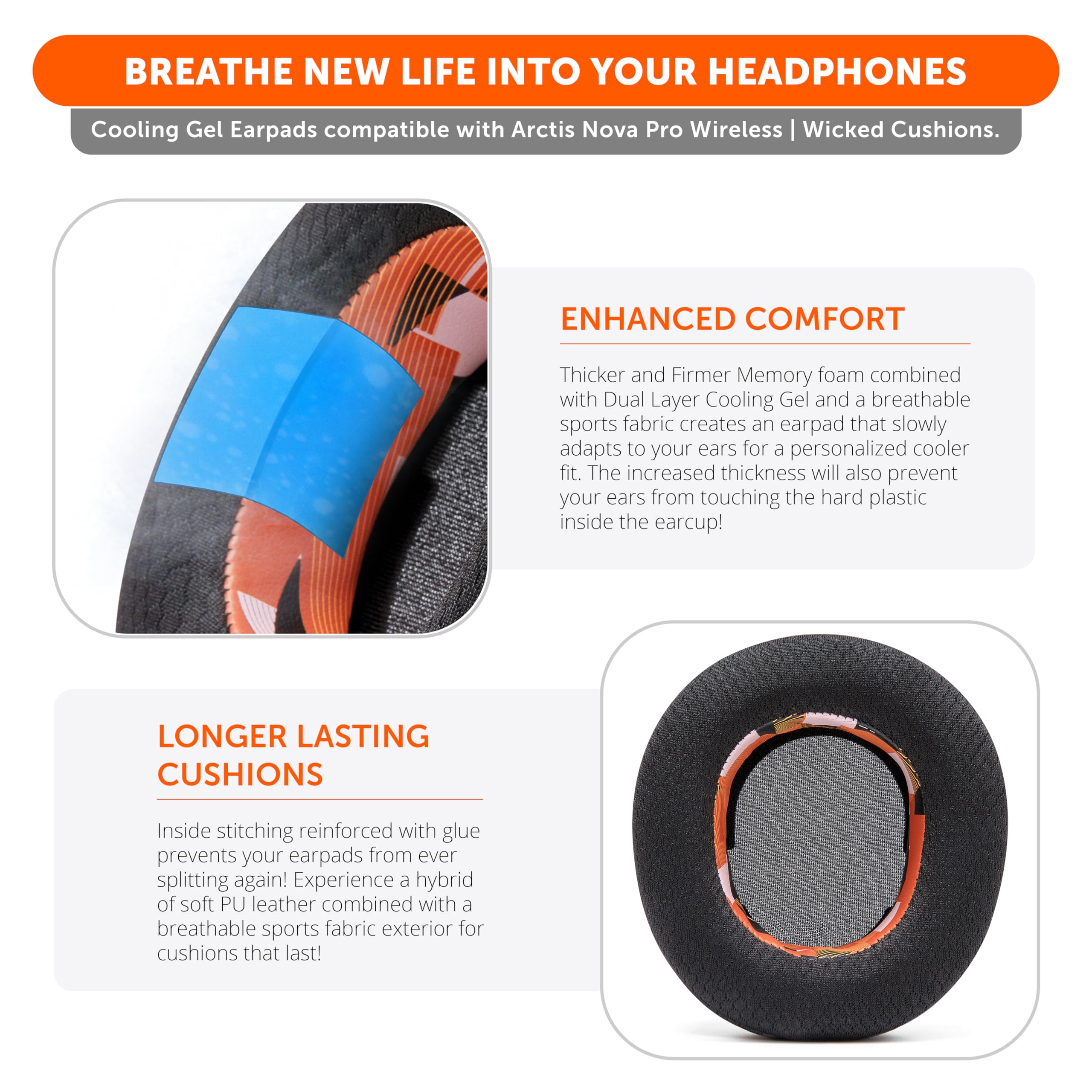 Foto 5 pulgar | Almohadillas Wc Freeze Nova Pro Wireless Arctis Nova Pro Orange - Venta Internacional.