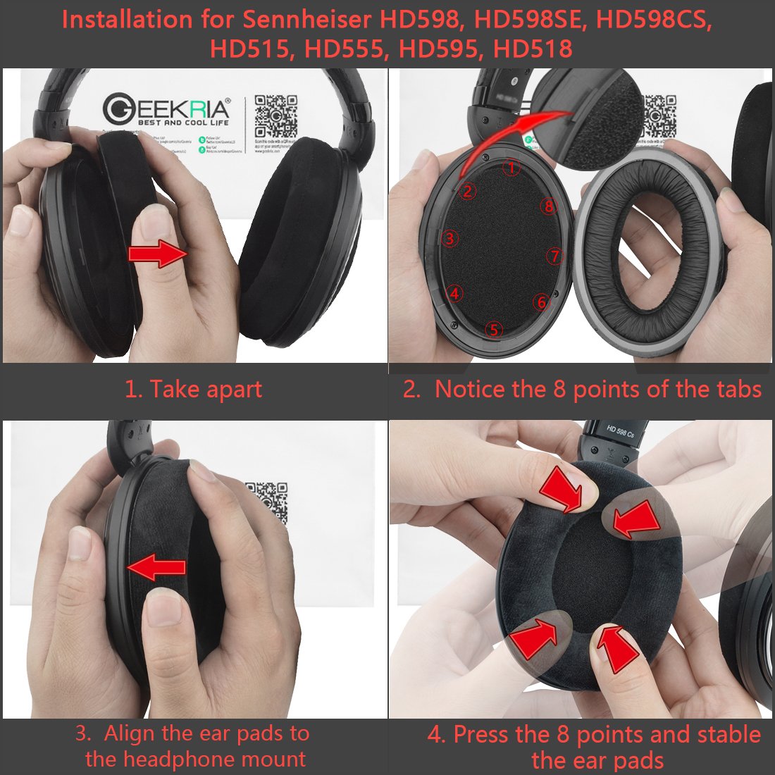 Foto 7 pulgar | Almohadillas De Repuesto Geekria Comfort Velour Para Sennheiser Hd598 - Venta Internacional.