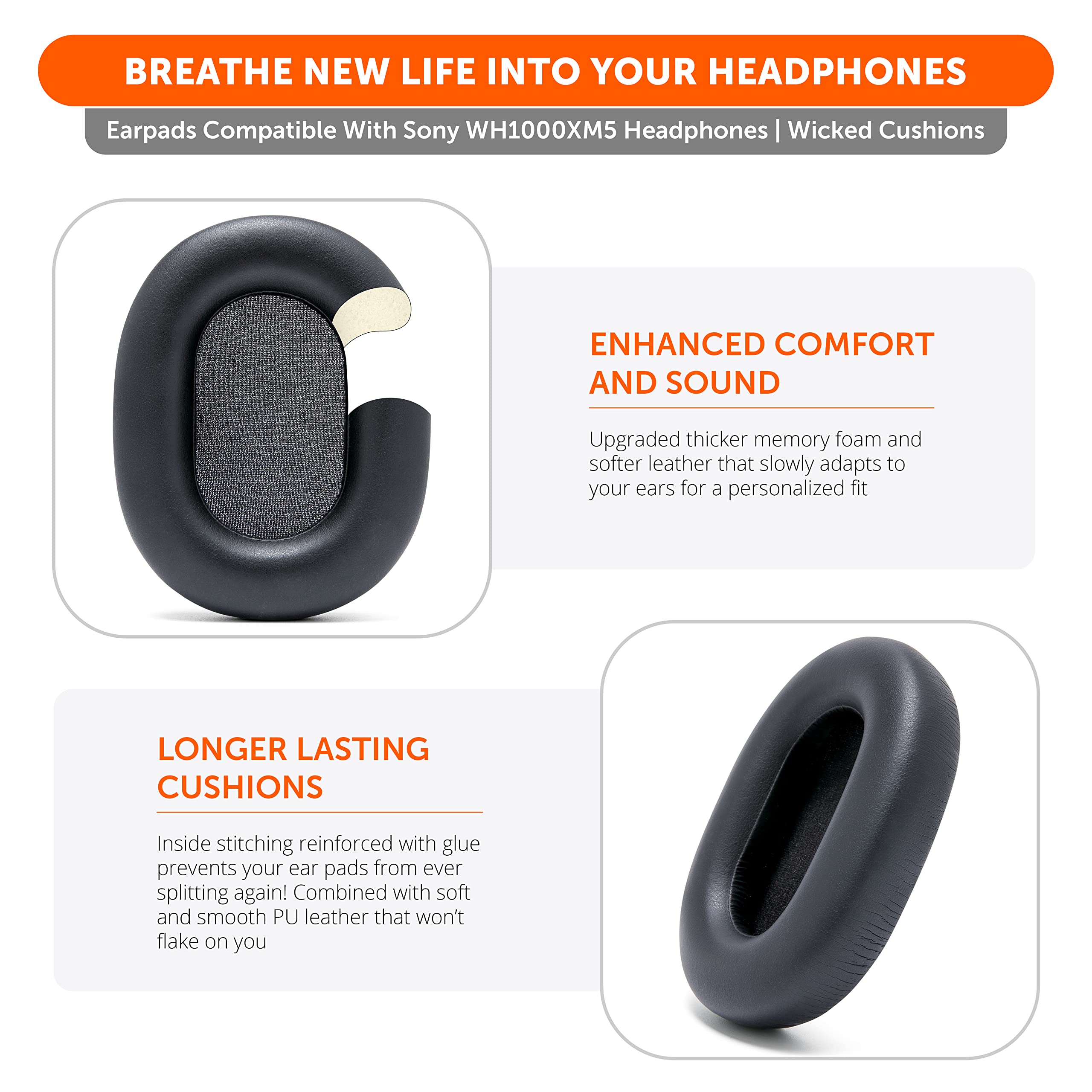 Foto 5 pulgar | Almohadillas Wicked Cushions Para Auriculares Sony Xm5  Color Negro - Venta Internacional.