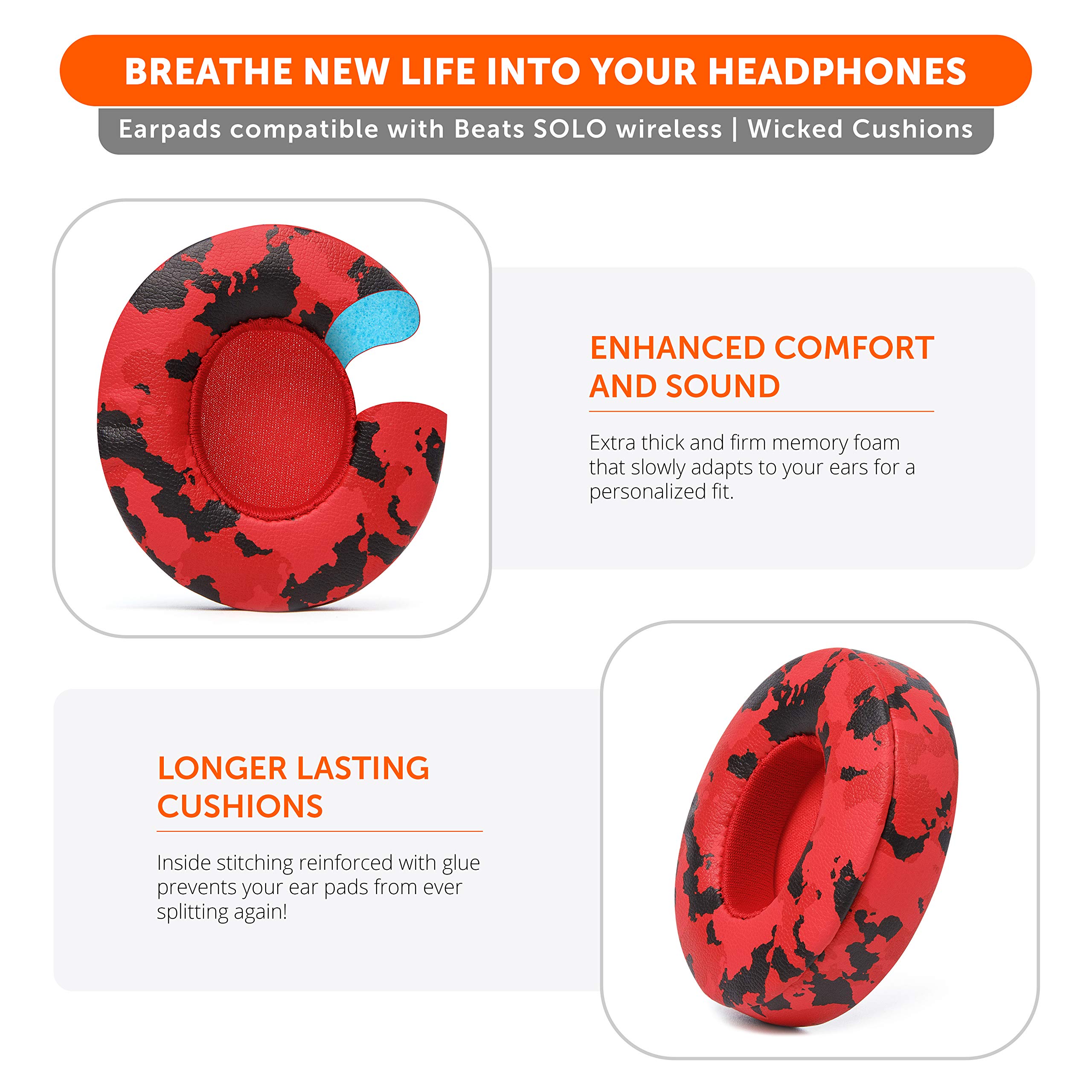 Foto 4 | Almohadillas De Repuesto Wicked Cushions Para Beats Solo 2 Y 3  Color Rojo - Venta Internacional.