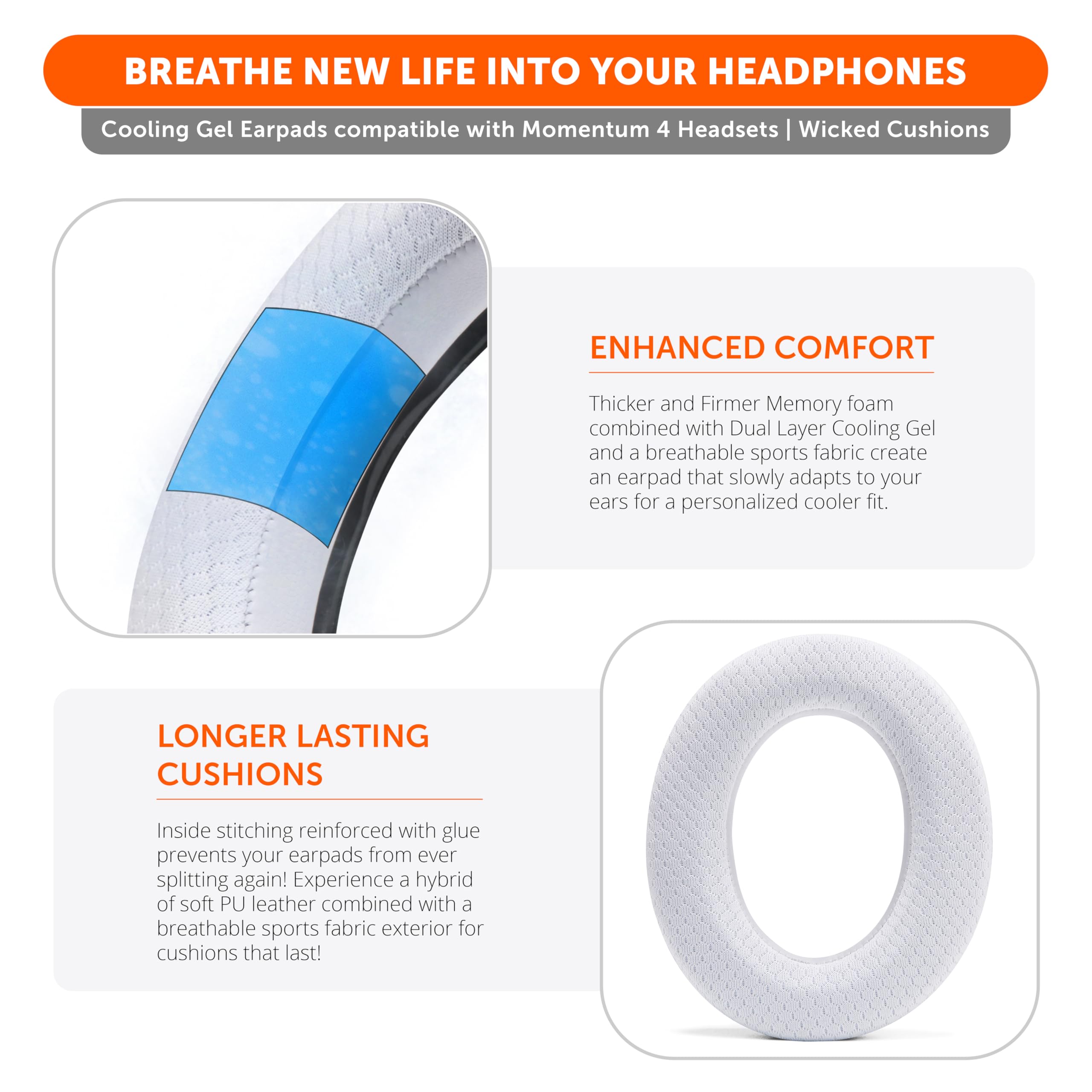 Foto 4 | Gel Refrigerante Earpads Wc Freeze Momentum 4 Para Sennheiser - Venta Internacional.
