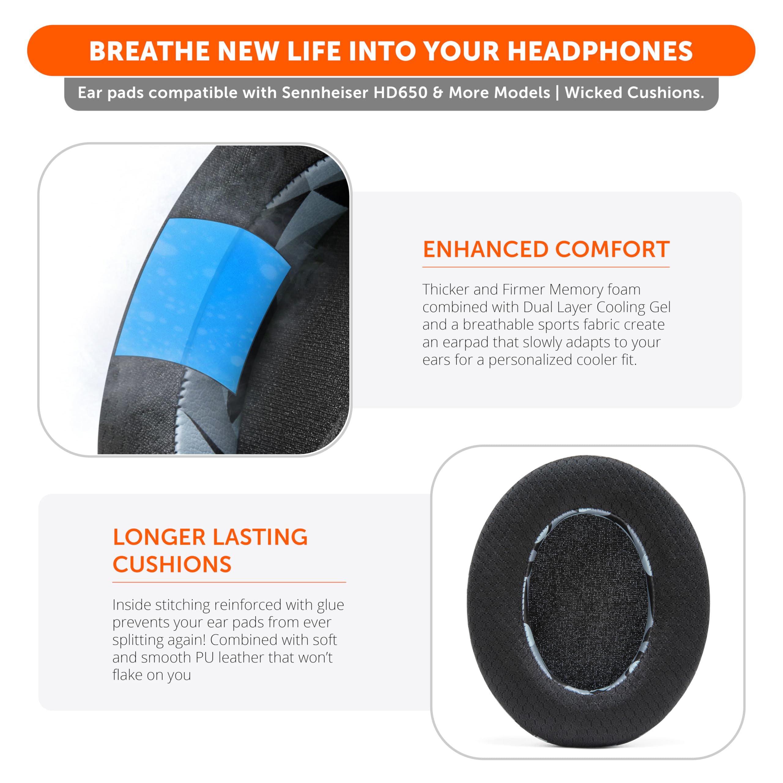 Foto 5 pulgar | Almohadillas De Gel Refrigerante Wc Freeze Hd6xx Para Sennheiser Hd6xx - Venta Internacional.
