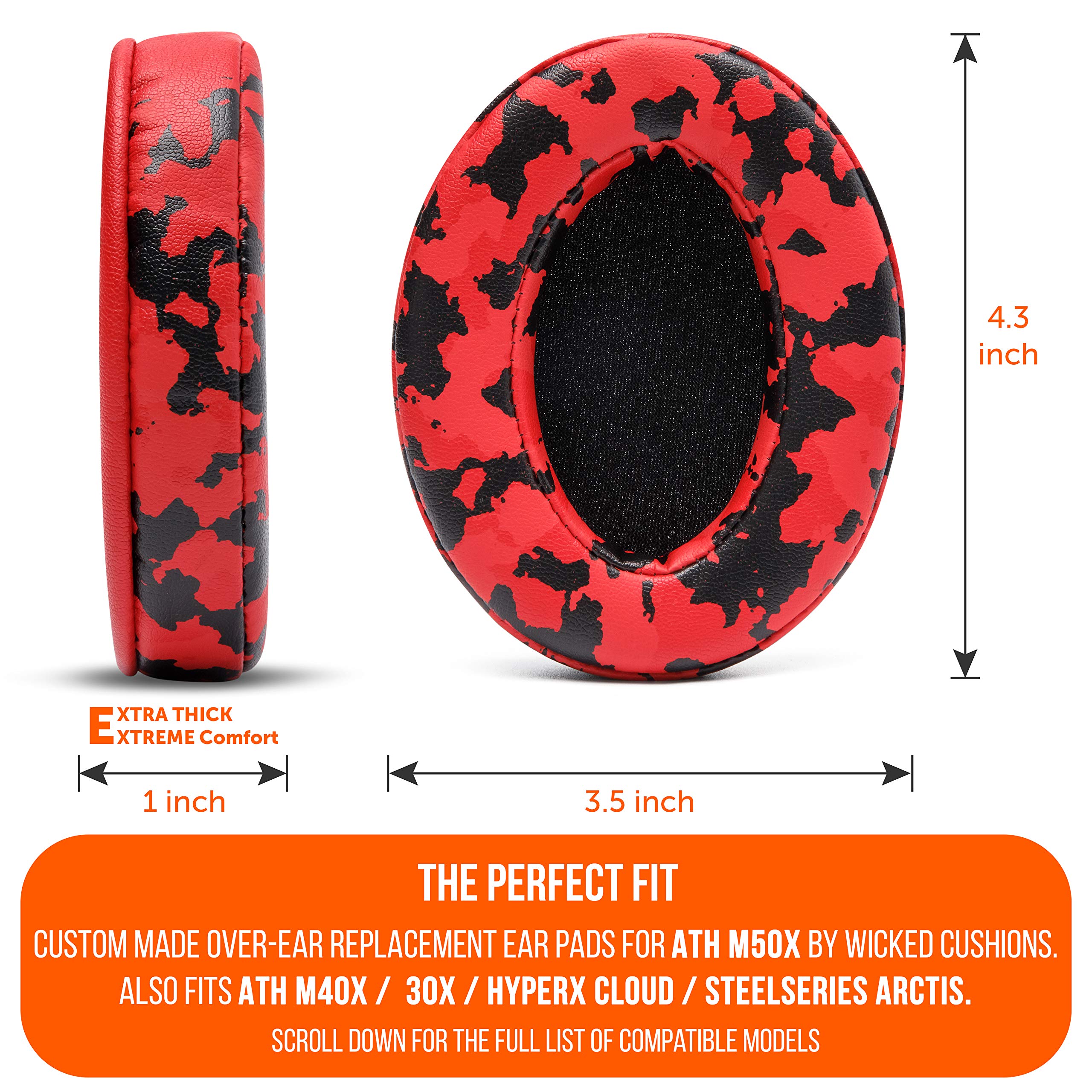 Foto 7 pulgar | Almohadillas Wc Wicked Cushions Padz Red Camo Para Ath M50x - Venta Internacional.