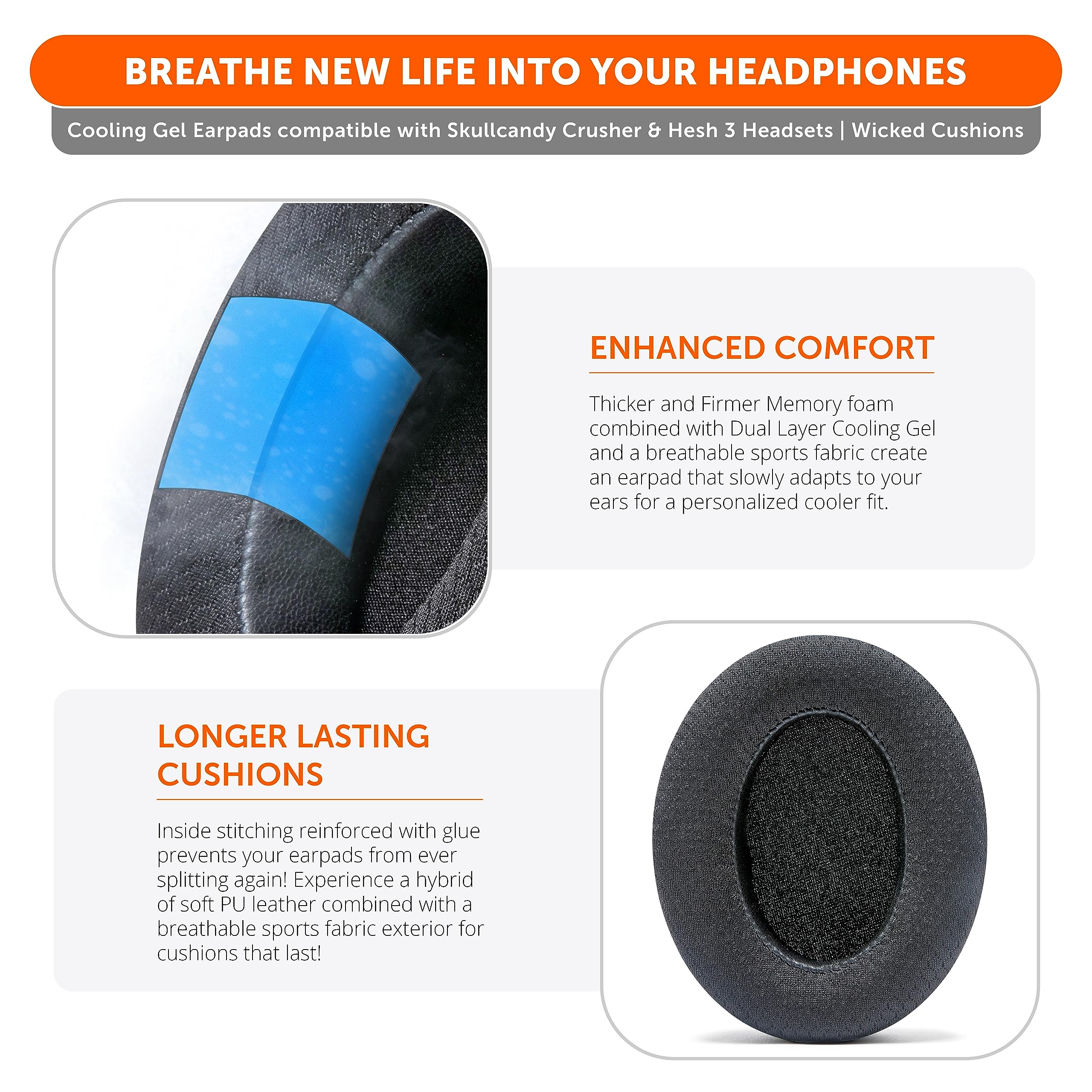Foto 4 | Almohadillas De Repuesto Wc Freeze Crusher Para Skullcandy - Venta Internacional.
