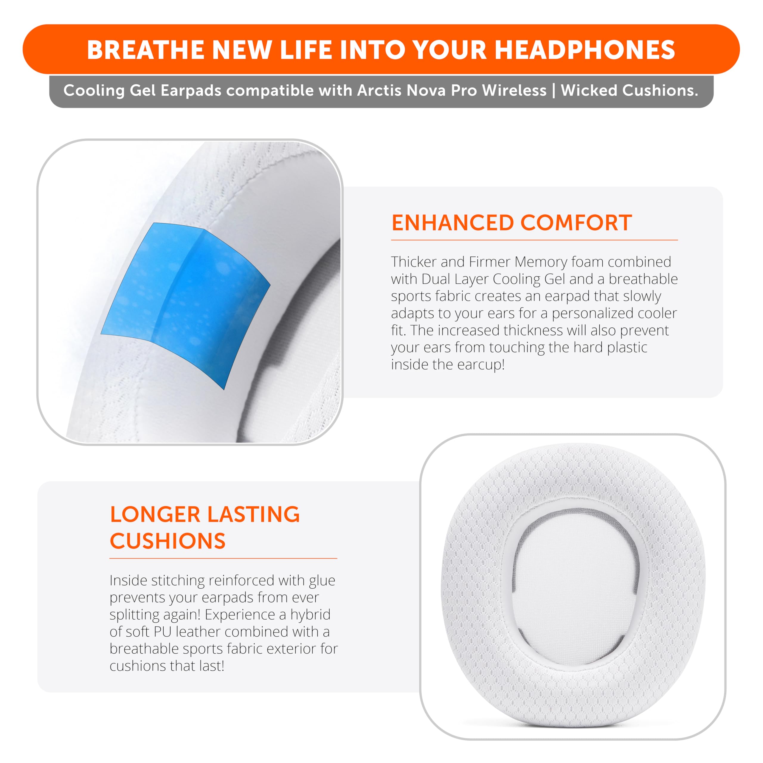 Foto 5 pulgar | Almohadillas Wc Freeze Nova Pro Wireless Arctis Nova Pro White - Venta Internacional.