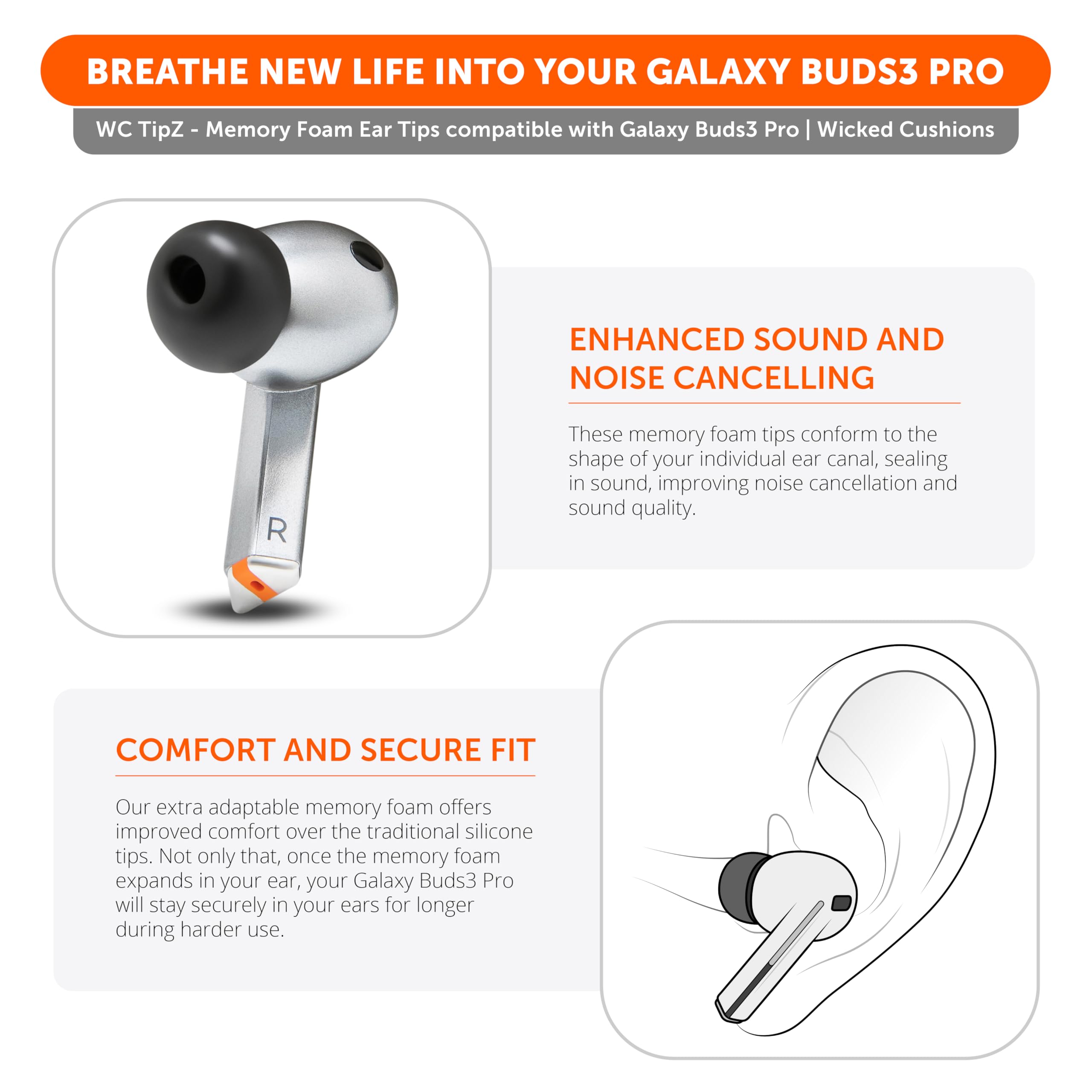 Foto 4 pulgar | Almohadillas Wicked Cojines Wc Tipz Galaxy Para Samsung Galaxy Buds 3 Pro - Venta Internacional.